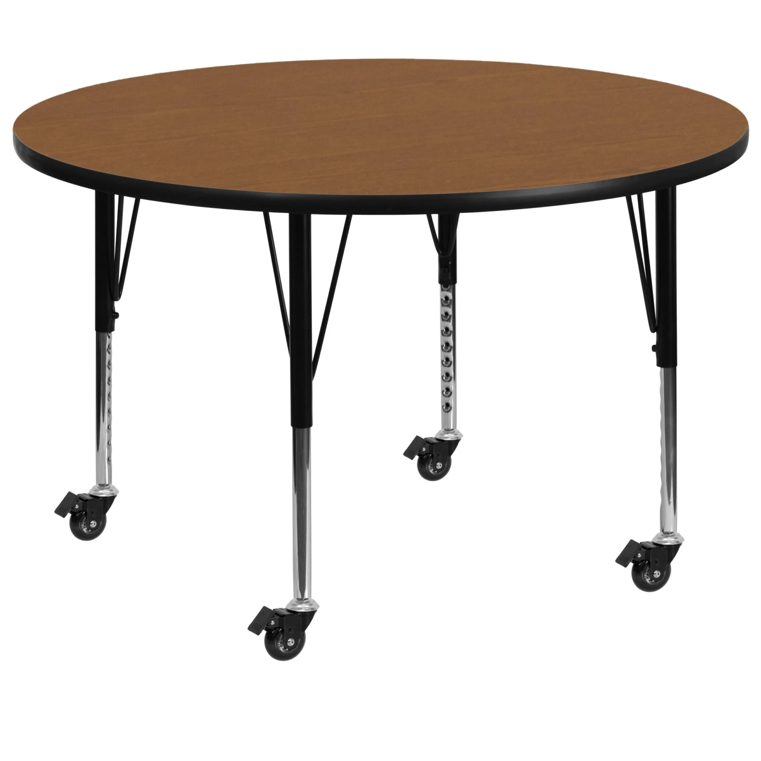 Flash Mobile 48'' Round Thermal Laminate Activity Table - Height Adjustable Short Legs - Image 14