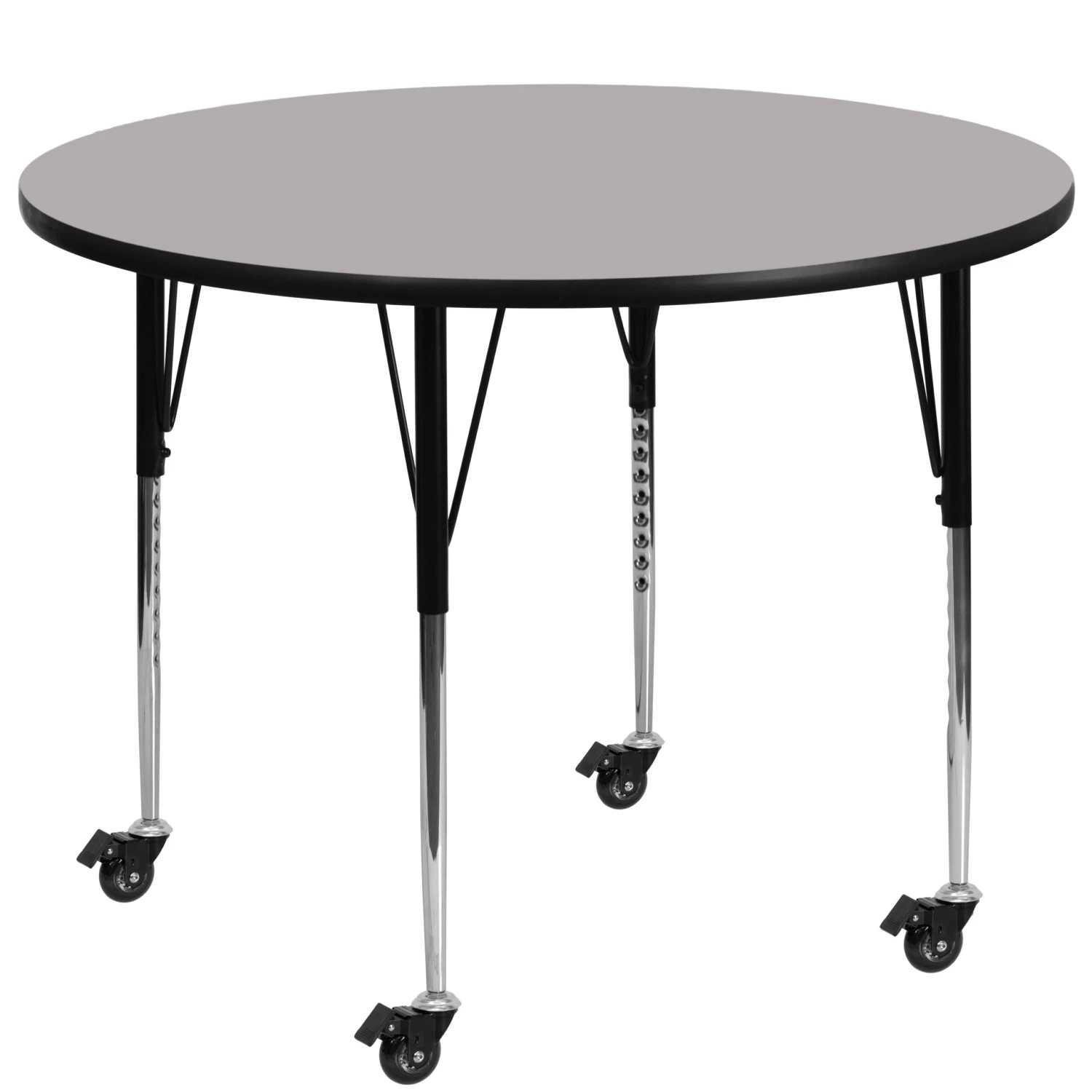 Flash Mobile 48'' Round Thermal Laminate Activity Table - Standard Height Adjustable Legs - Image 14
