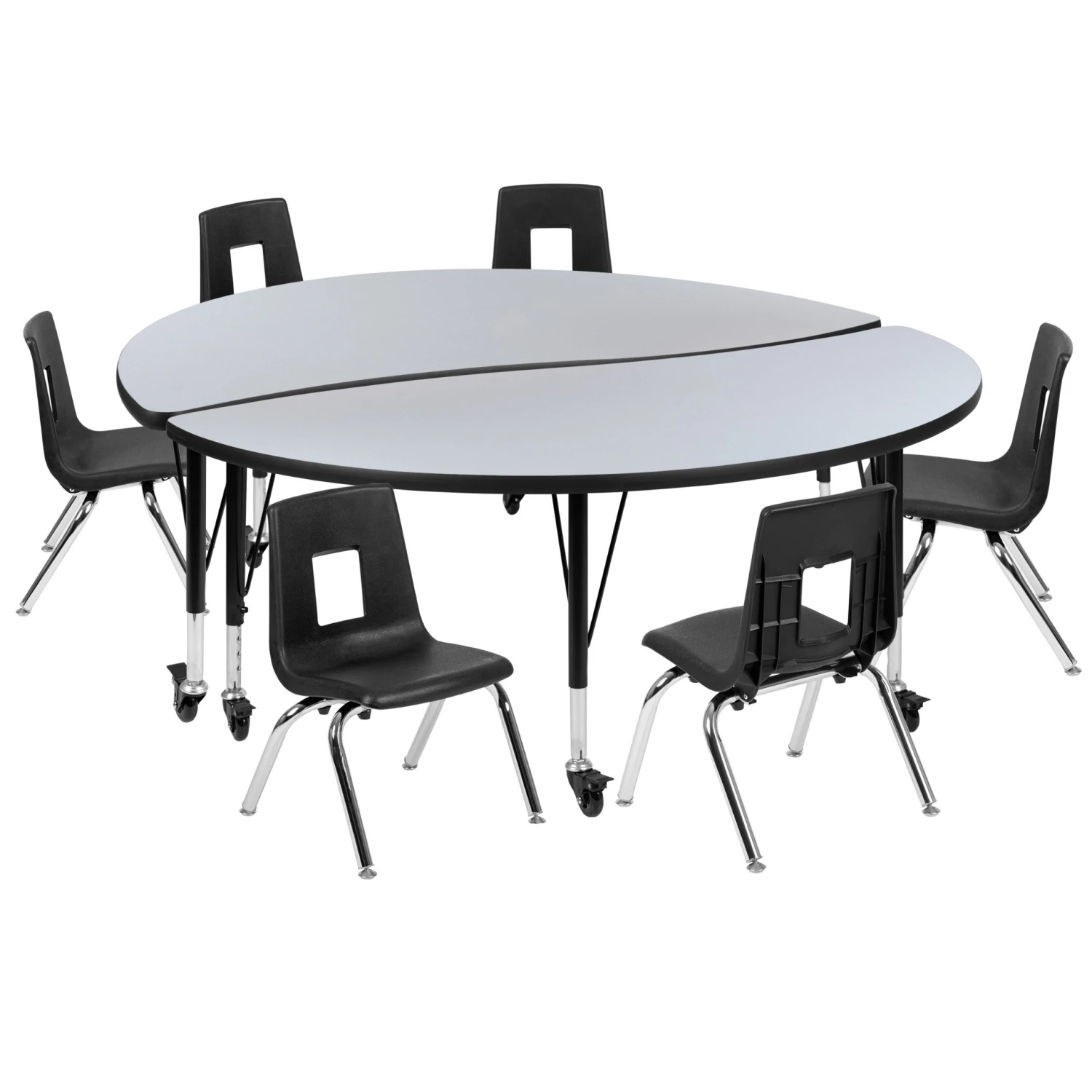 Flash Mobile 60" Circle Wave Flexible Laminate Activity Table Set With 14" Student Stack Chairs - Image 13
