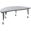 Flash Mobile 60" Half Circle Wave Flexible Collaborative Thermal Laminate Activity Table - Height Adjustable Short Legs