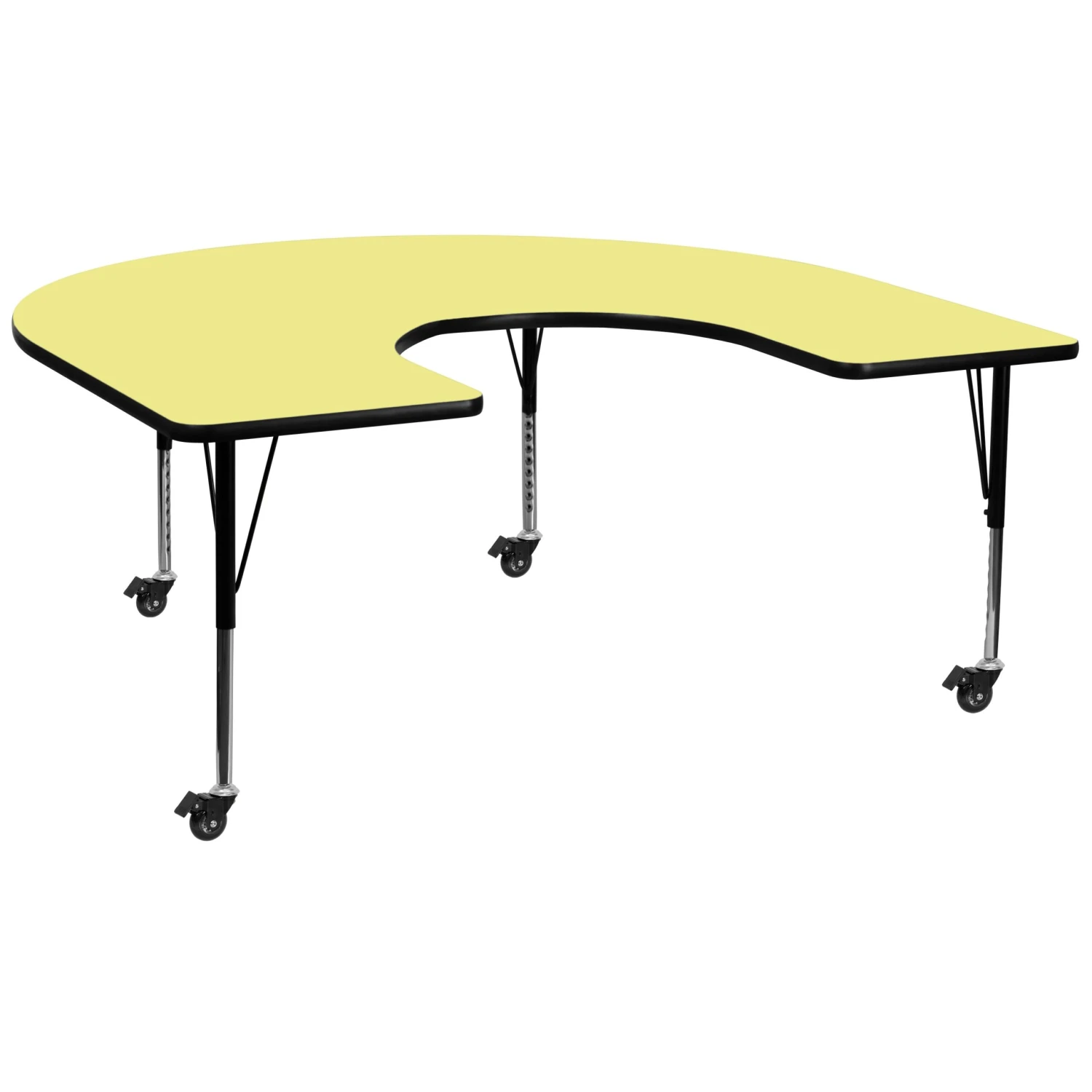 Flash Mobile 60''W X 66''L Horseshoe Thermal Laminate Activity Table - Height Adjustable Short Legs - Image 4
