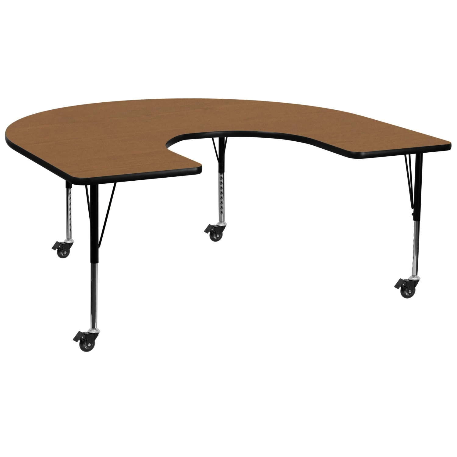Flash Mobile 60''W X 66''L Horseshoe Thermal Laminate Activity Table - Height Adjustable Short Legs - Image 15
