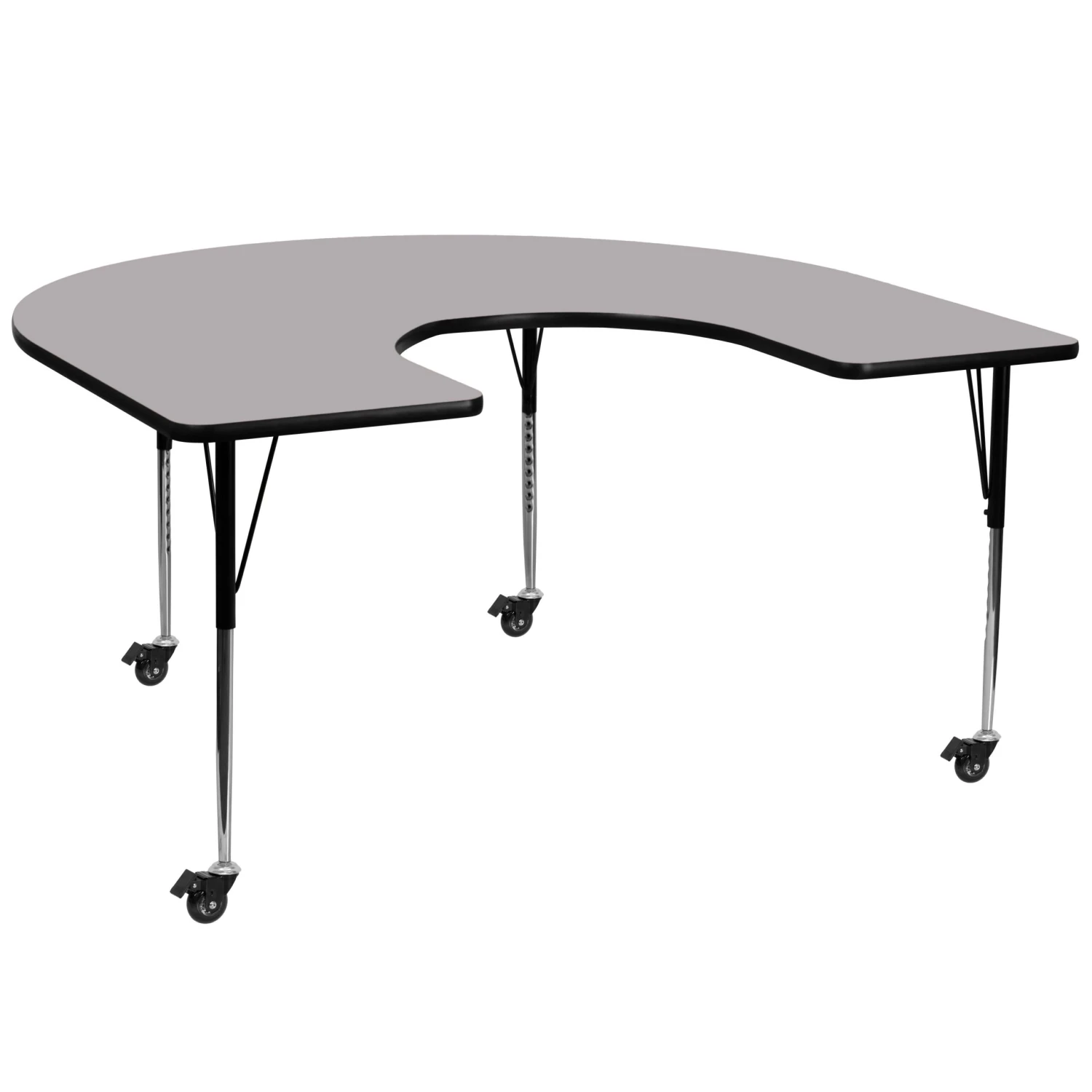 Flash Mobile 60''W X 66''L Horseshoe Thermal Laminate Activity Table - Standard Height Adjustable Legs - Image 10