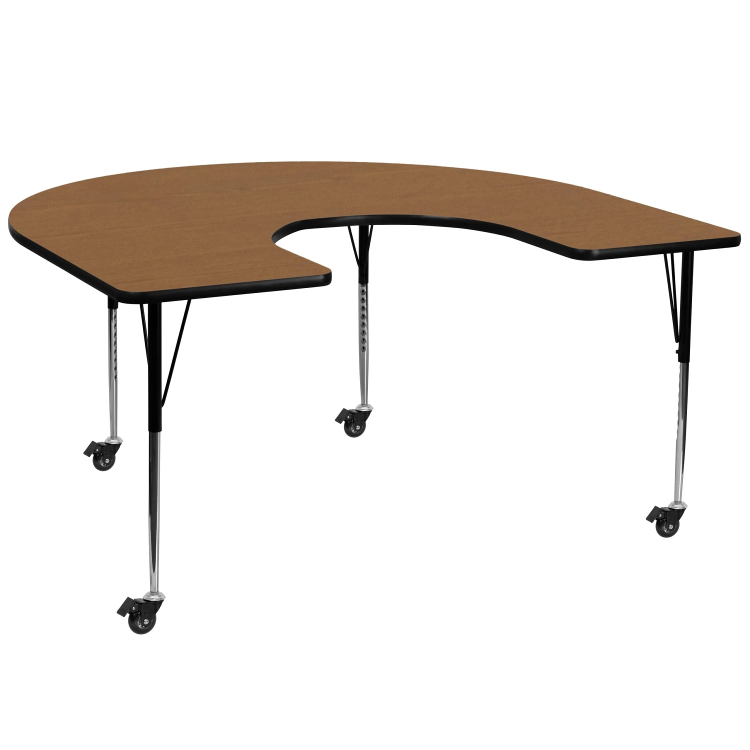 Flash Mobile 60''W X 66''L Horseshoe Thermal Laminate Activity Table - Standard Height Adjustable Legs - Image 4