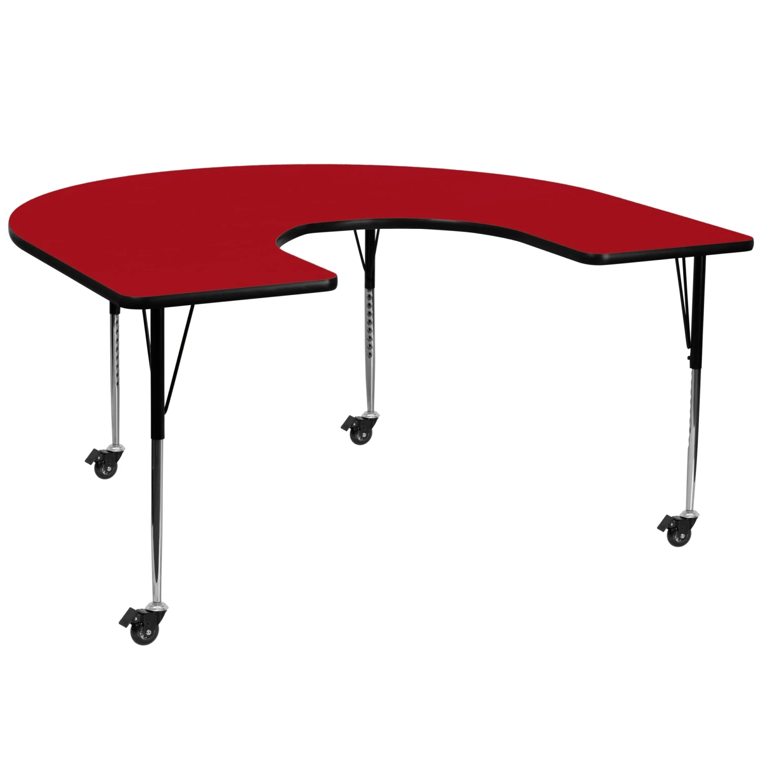 Flash Mobile 60''W X 66''L Horseshoe Thermal Laminate Activity Table - Standard Height Adjustable Legs - Image 7