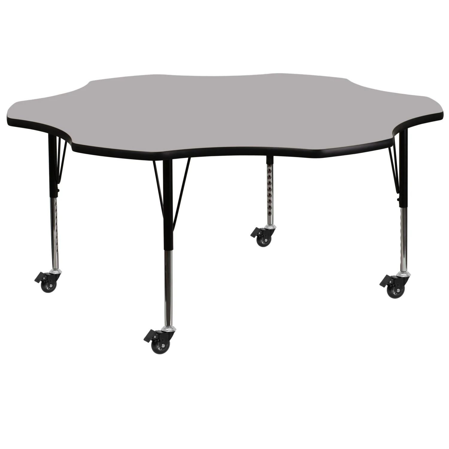 Flash Mobile 60'' Flower Thermal Laminate Activity Table - Height Adjustable Short Legs - Image 15