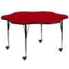 Flash Mobile 60'' Flower Thermal Laminate Activity Table - Standard Height Adjustable Legs