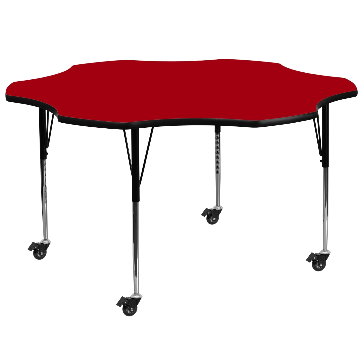 Flash Mobile 60'' Flower Thermal Laminate Activity Table - Standard Height Adjustable Legs