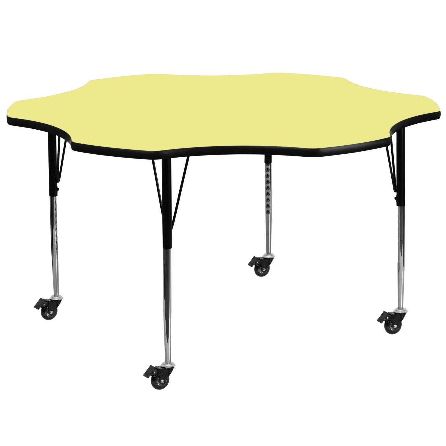 Flash Mobile 60'' Flower Thermal Laminate Activity Table - Standard Height Adjustable Legs - Image 7