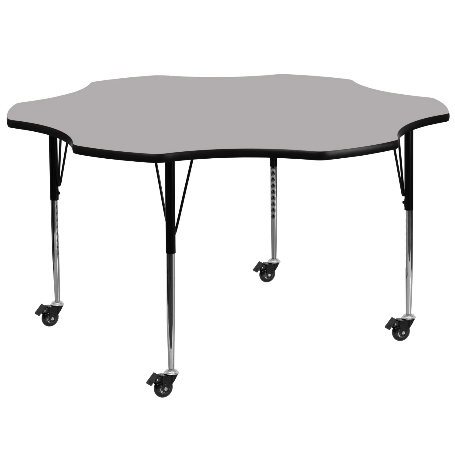 Flash Mobile 60'' Flower Thermal Laminate Activity Table - Standard Height Adjustable Legs - Image 13