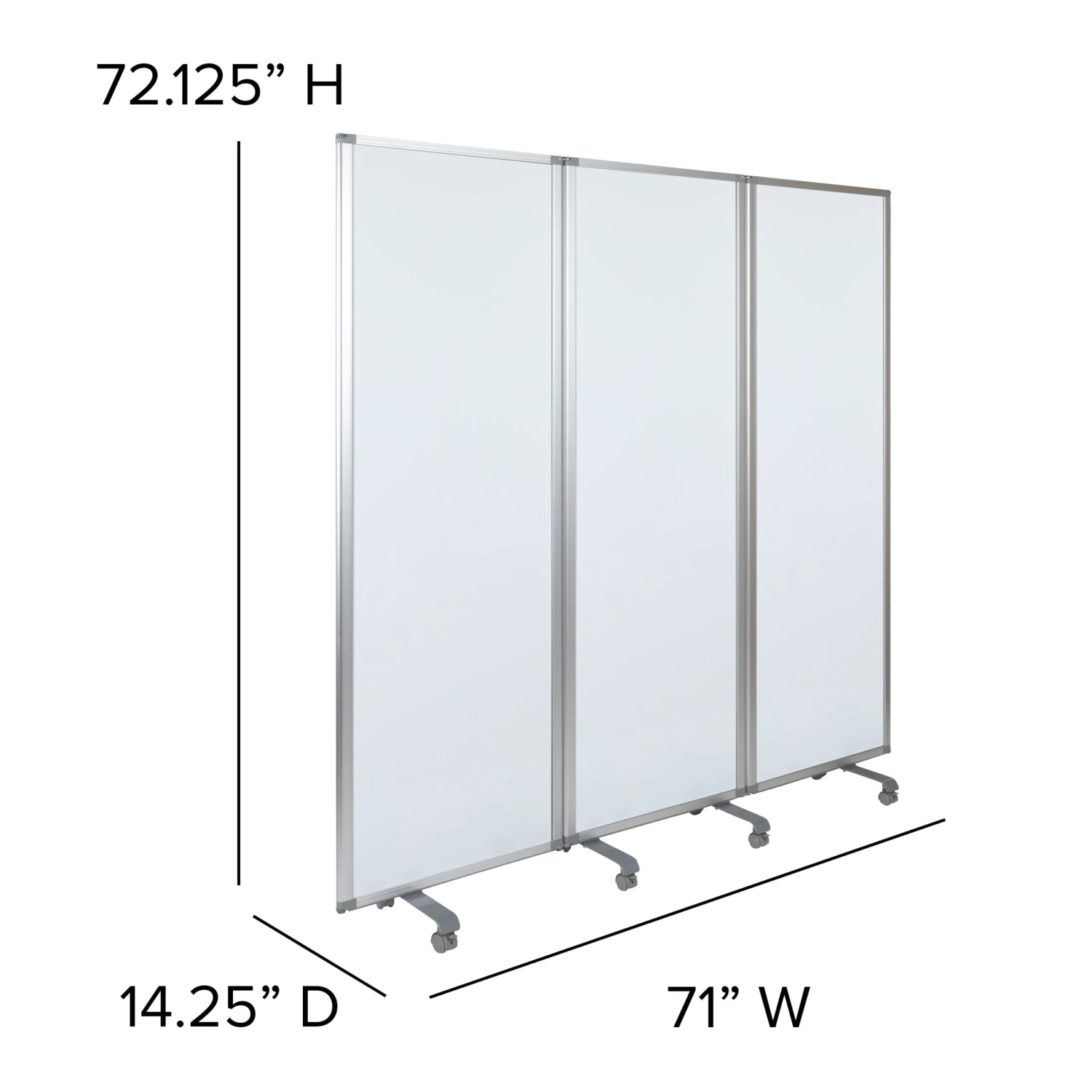 Flash Mobile Magnetic Whiteboard Partition With Lockable Casters, 72"H X 24"W (3 Sections Included) - Image 5
