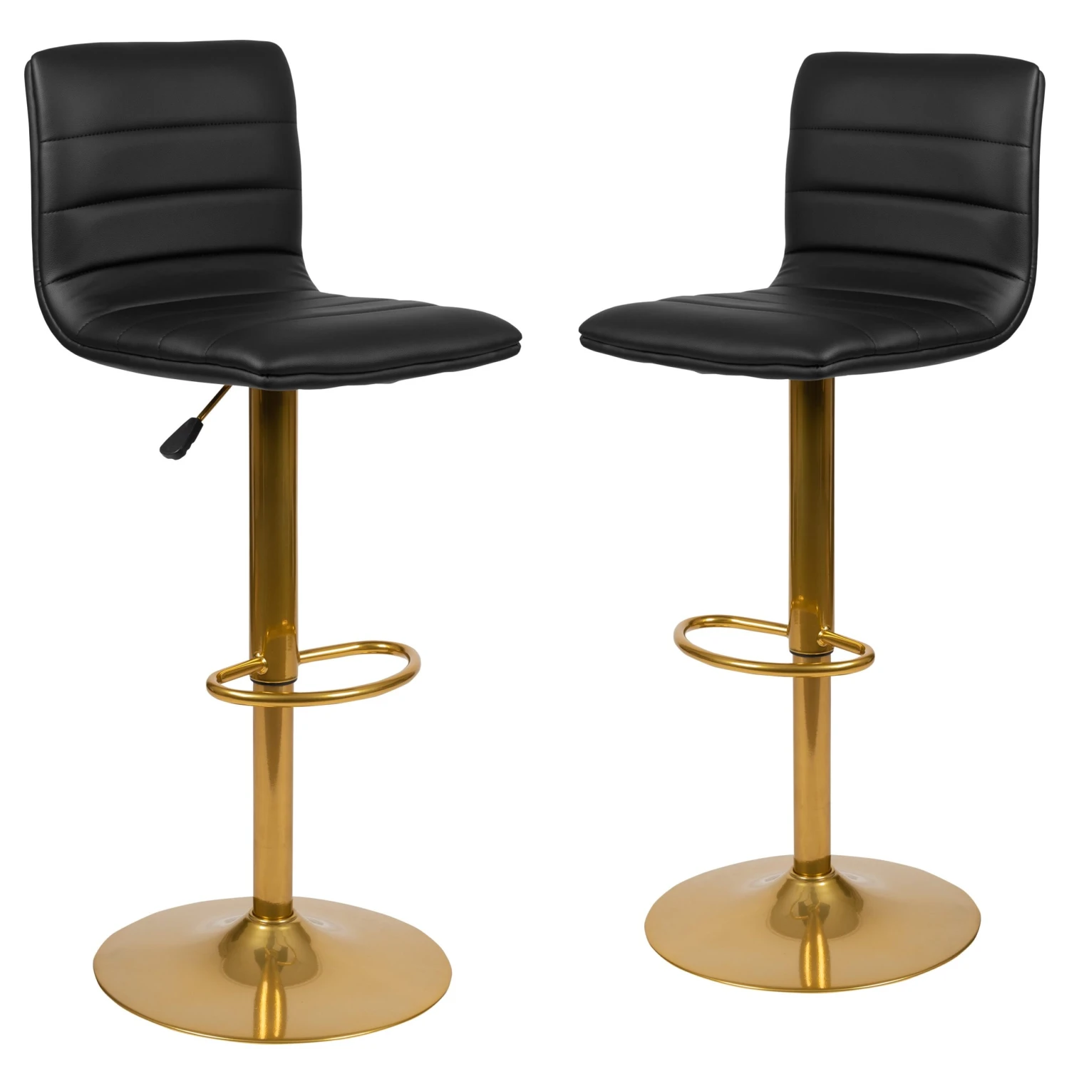 Flash Modern Vinyl Adjustable Height Barstool With Horizontal Stitch Back, Set Of 2 - Image 15