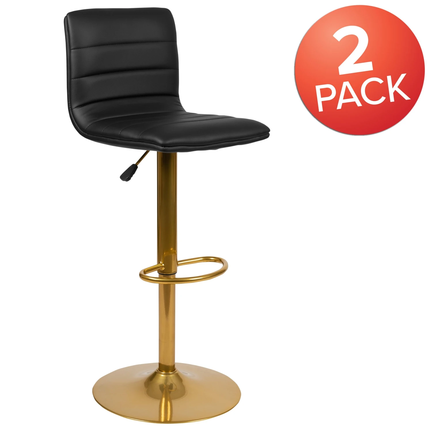 Flash Modern Vinyl Adjustable Height Barstool With Horizontal Stitch Back, Set Of 2 - Image 16