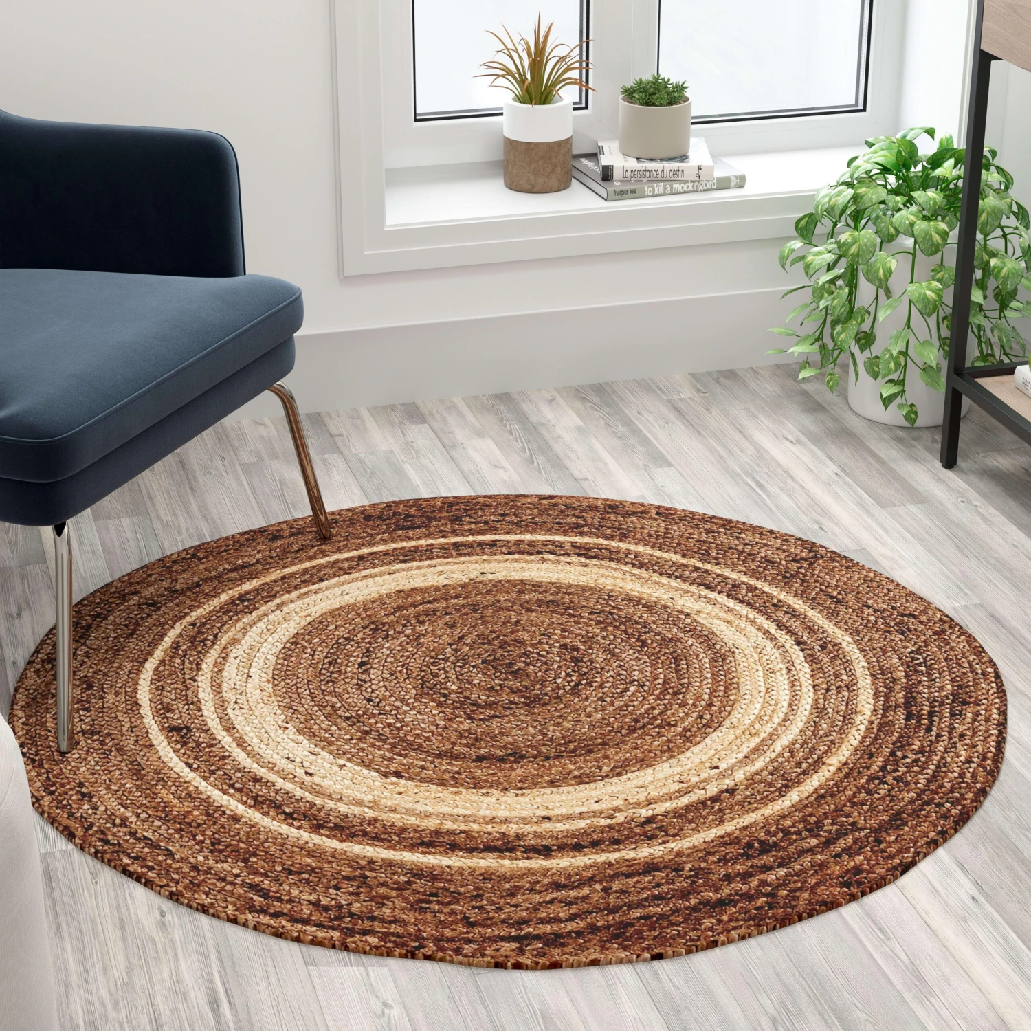 Flash Natural Fiber Jute Area Rug - Braided Indoor Jute Rug - Natural Area Rugs - Image 2