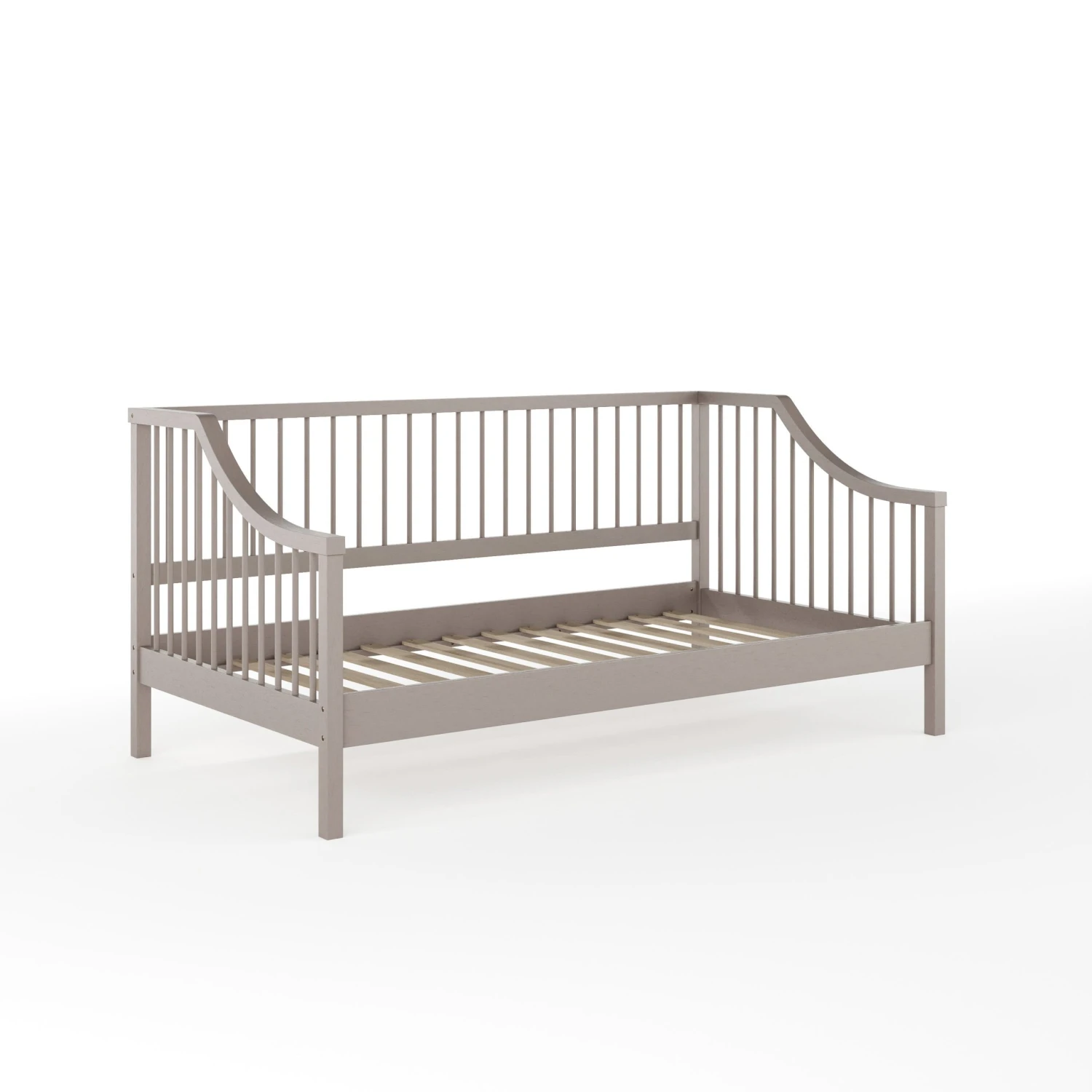 Neely Solid Wood Platform Daybed With Wooden Spindles And Slatted Foundation With No Box Spring Required
