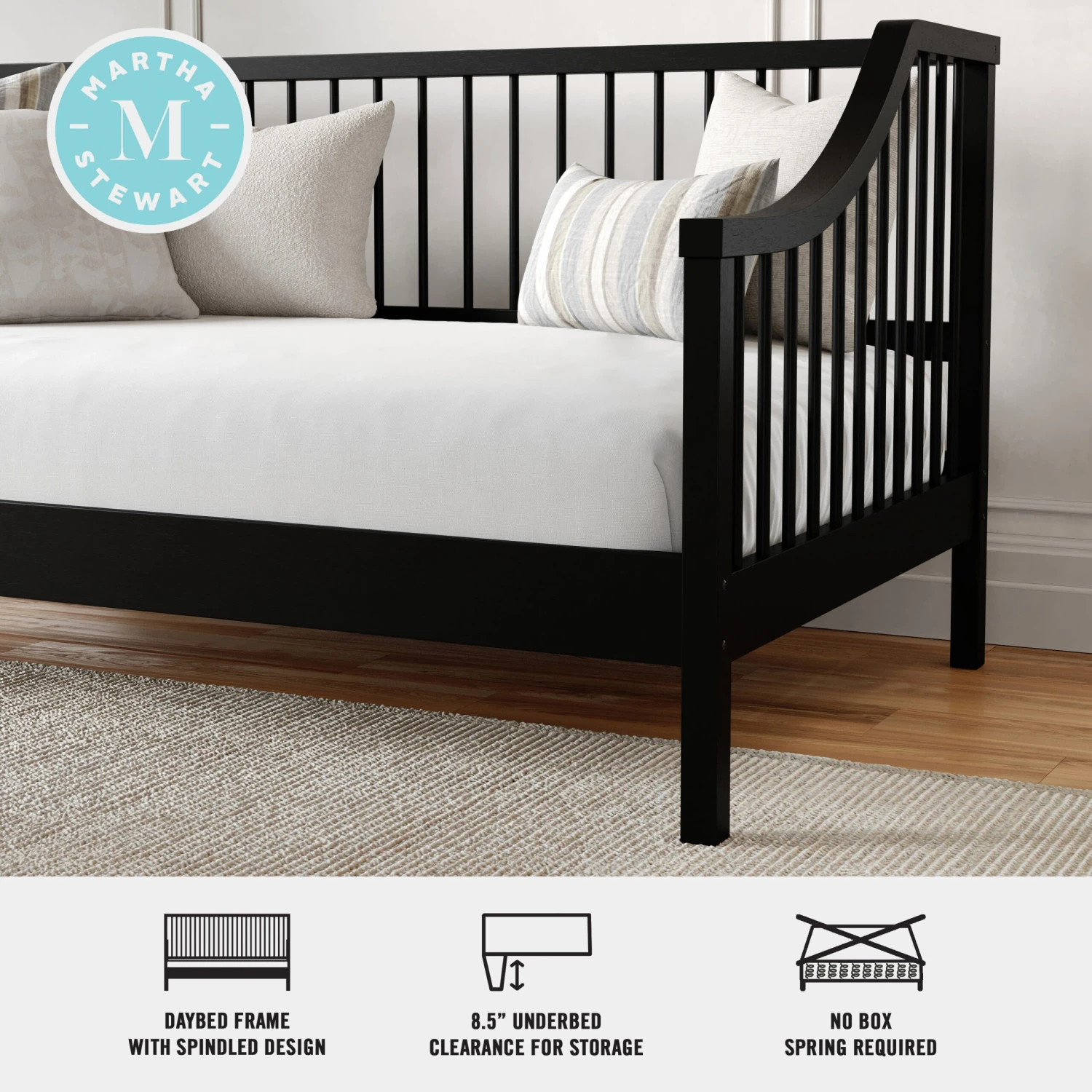 Neely Solid Wood Platform Daybed With Wooden Spindles And Slatted Foundation With No Box Spring Required - Image 14