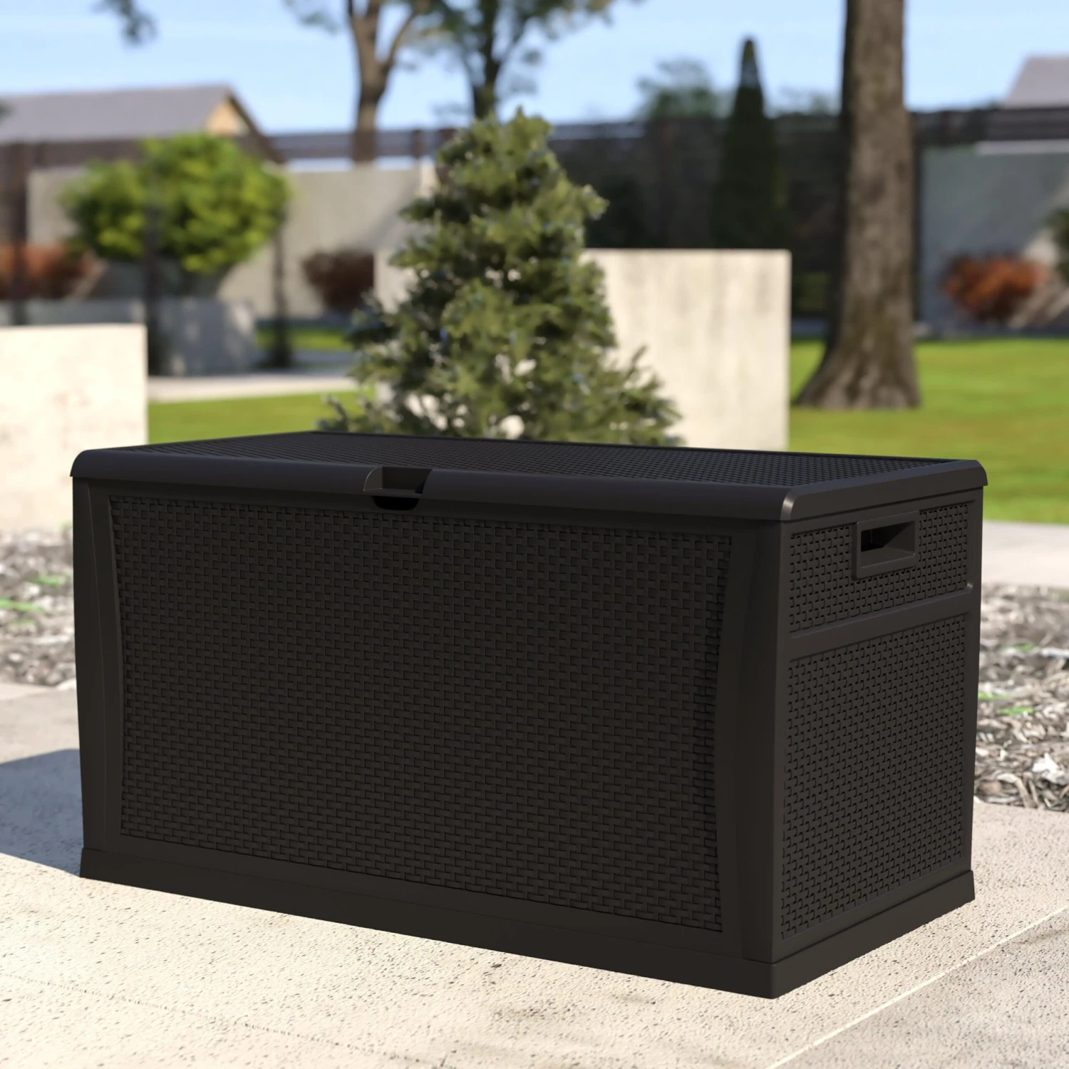 Flash Nobu 120 Gallon Plastic Deck Box - Outdoor Waterproof Storage Box For Patio Cushions, Garden Tools And Pool Toys - Image 2