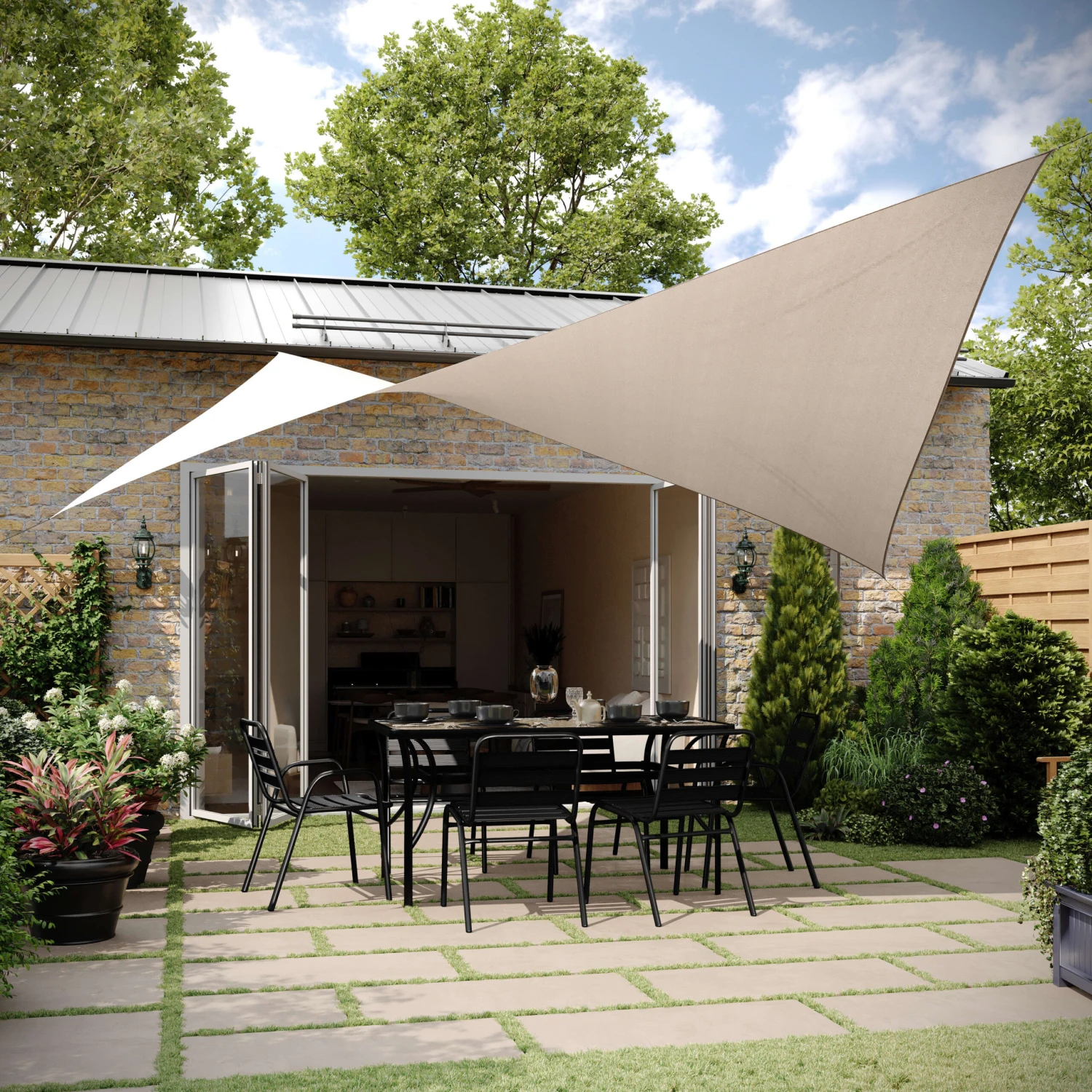 Flash Palmetto Rectangle Sun Sail Shade Canopy With Included Nylon Attachment Ropes - Image 2