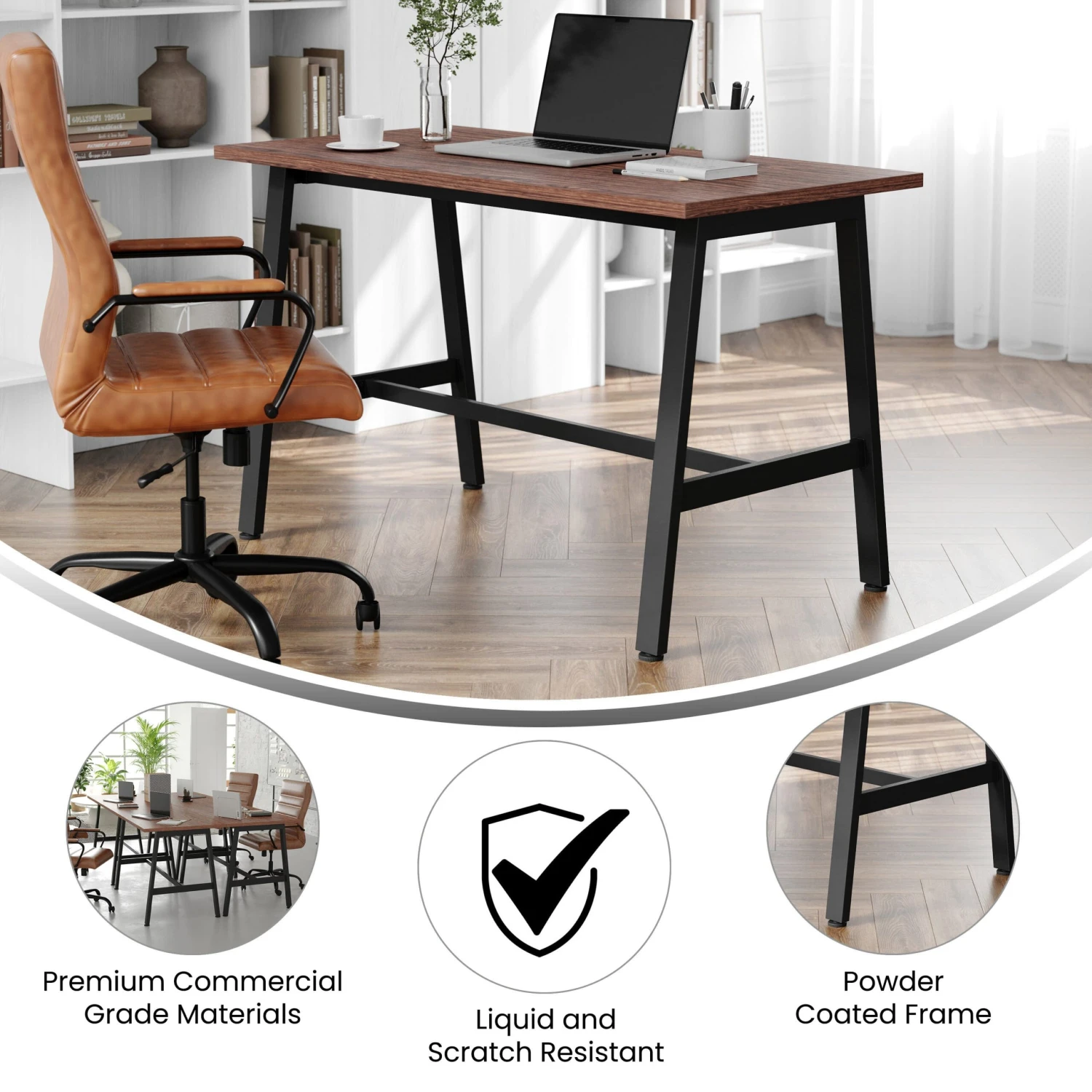 Flash Redmond Commercial 48x24 Conference Table With 1" Thick Double Sided Laminate Table Top With PVC Edging And Heavy Duty A-Frame Steel Base - Image 4