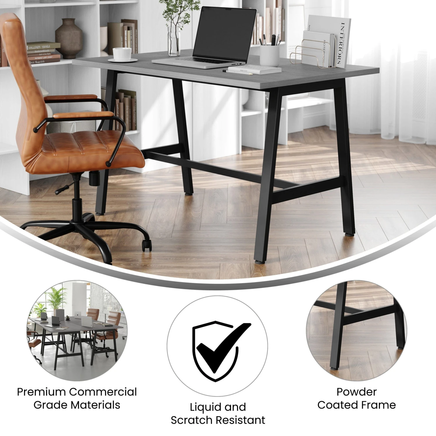 Flash Redmond Commercial 48x30 Conference Table With 1" Thick Double Sided Laminate Table Top With PVC Edging And Heavy Duty A-Frame Steel Base - Image 16