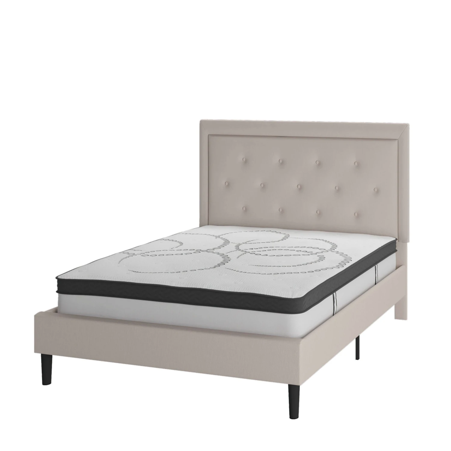 Flash Roxbury Tufted Upholstered Platform Bed With 10 Inch CertiPUR-US Certified Foam And Pocket Spring Mattress - Image 13