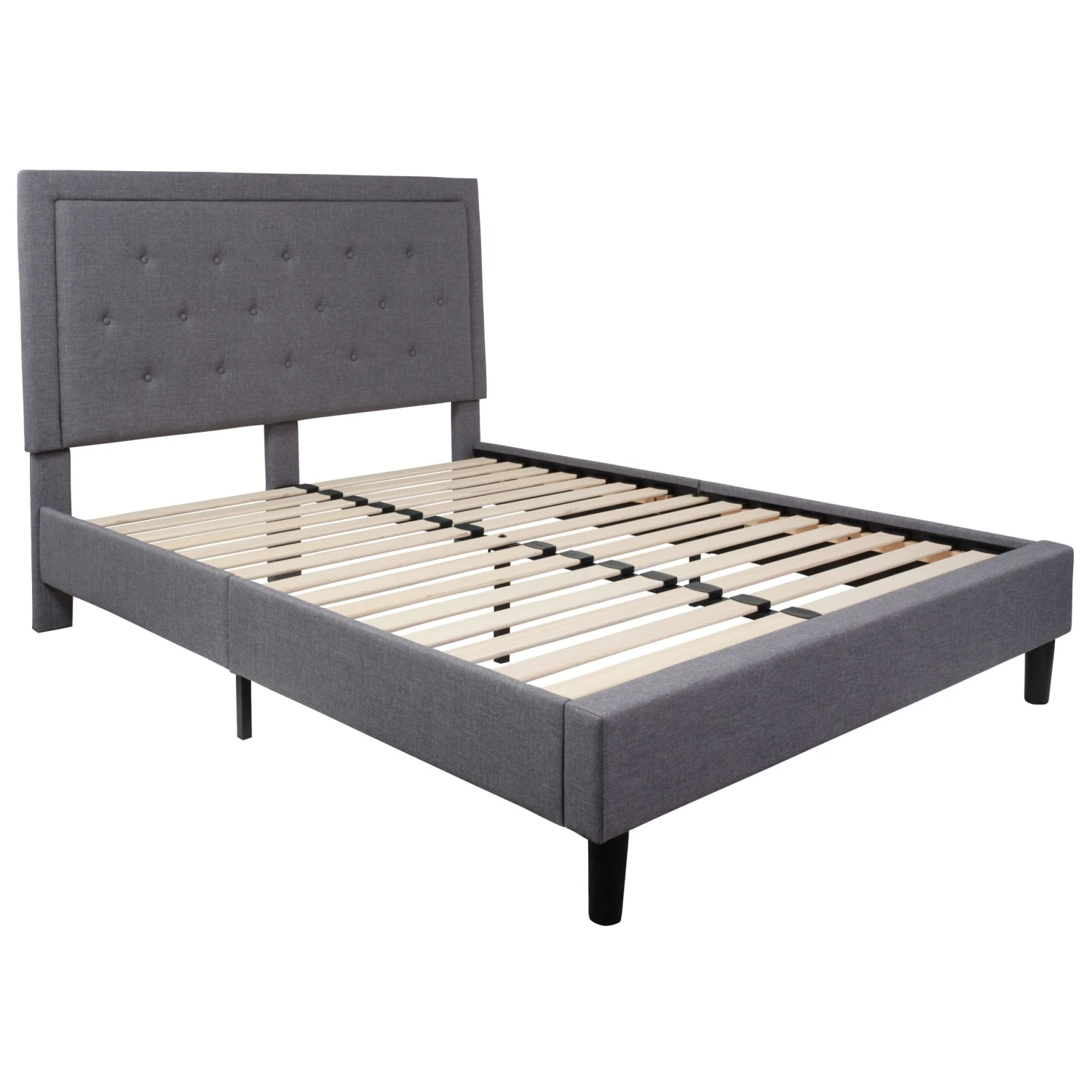 Flash Roxbury Tufted Upholstered Platform Bed With 10 Inch CertiPUR-US Certified Foam And Pocket Spring Mattress - Image 8