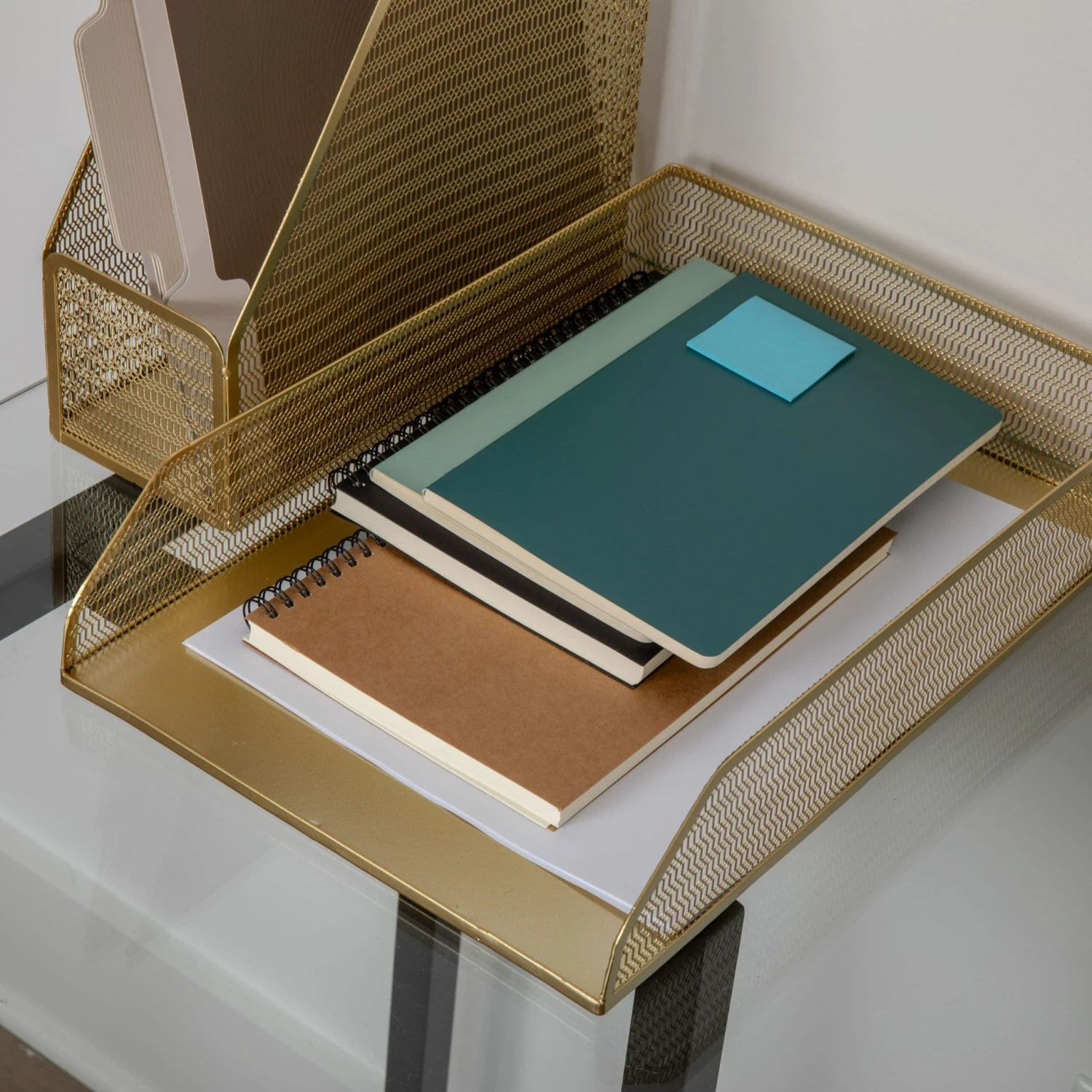 Ryder 2 Pack Mesh Metal Paper Letter Inbox Tray Desktop Organizer - Image 2