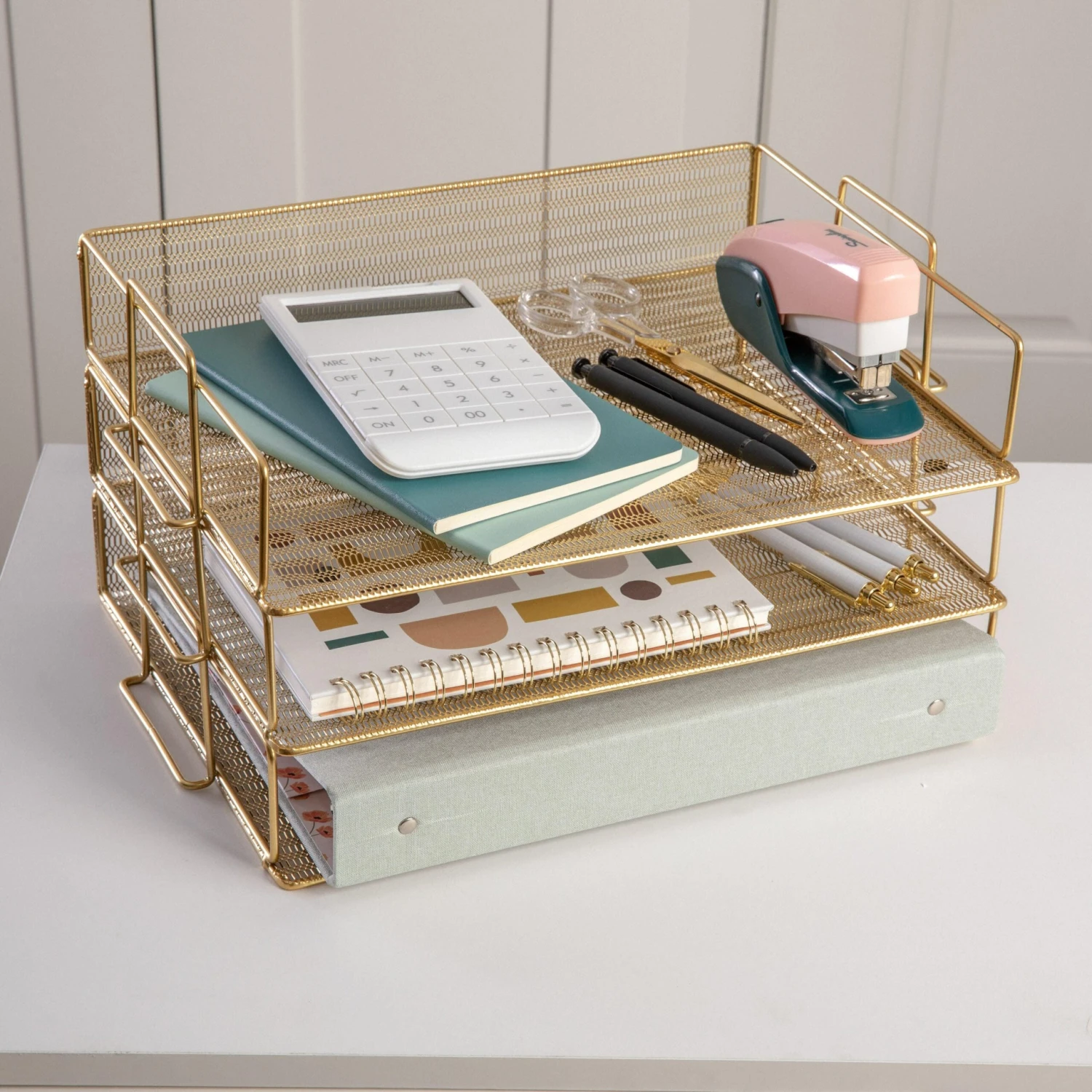 Ryder 3 Tier Desk Letter Tray Organizer, Stackable Steel Mesh Inbox Tray For Files, Papers, Or Letters - Image 2