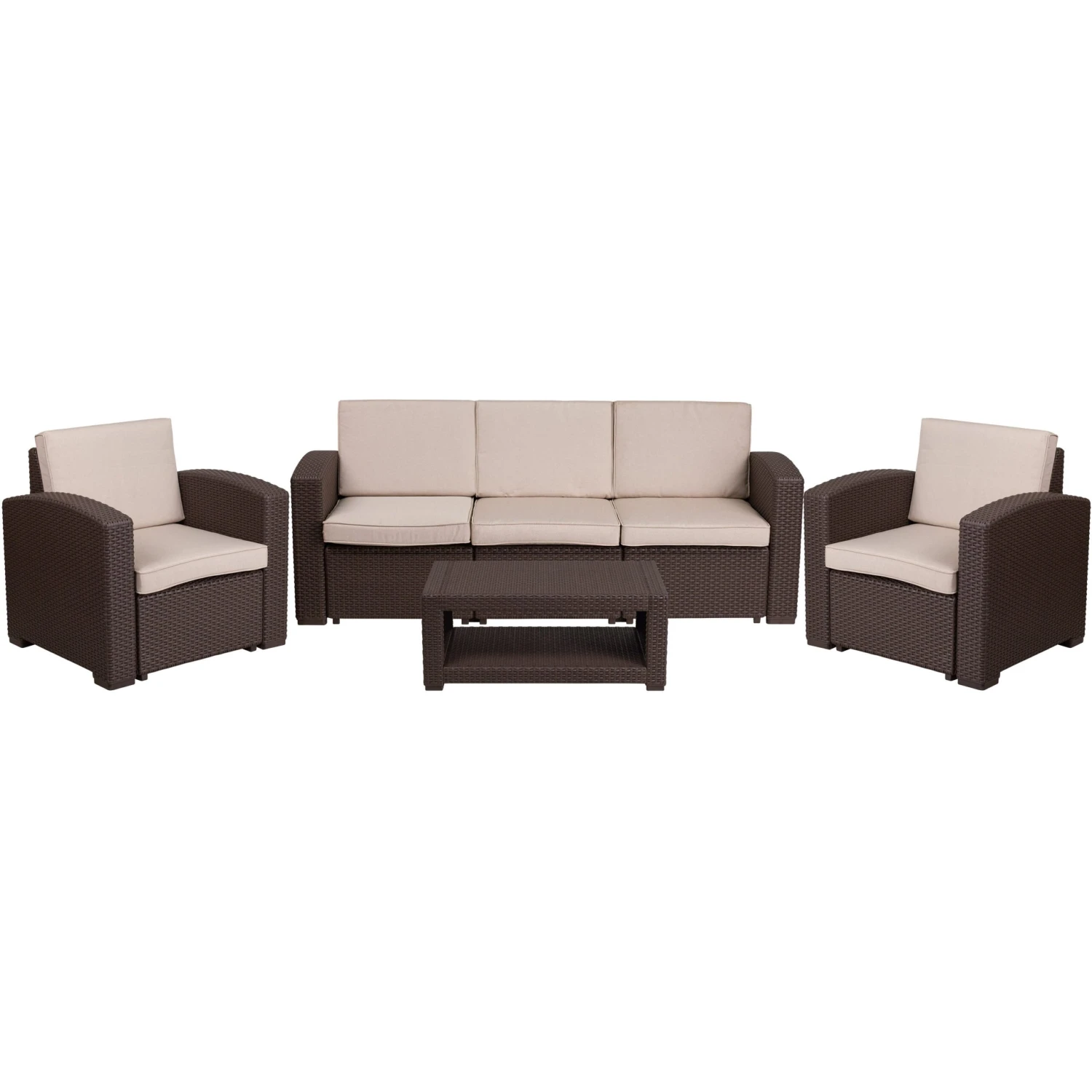 Flash Seneca 4 Piece Outdoor Faux Rattan Chair, Sofa And Table Set - Image 14