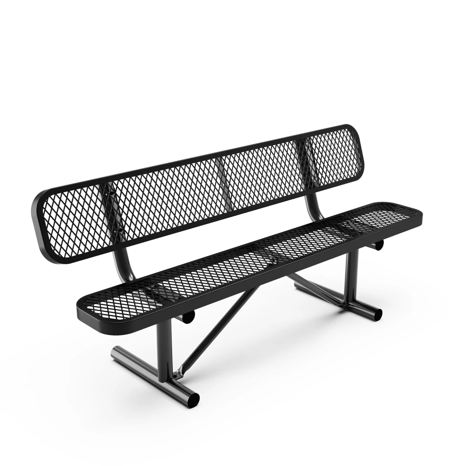 Flash Sigrid Outdoor Bench With Backrest, Commercial Grade Expanded Metal Mesh Seat And Backrest And Steel Frame With Ground Anchors - Image 13