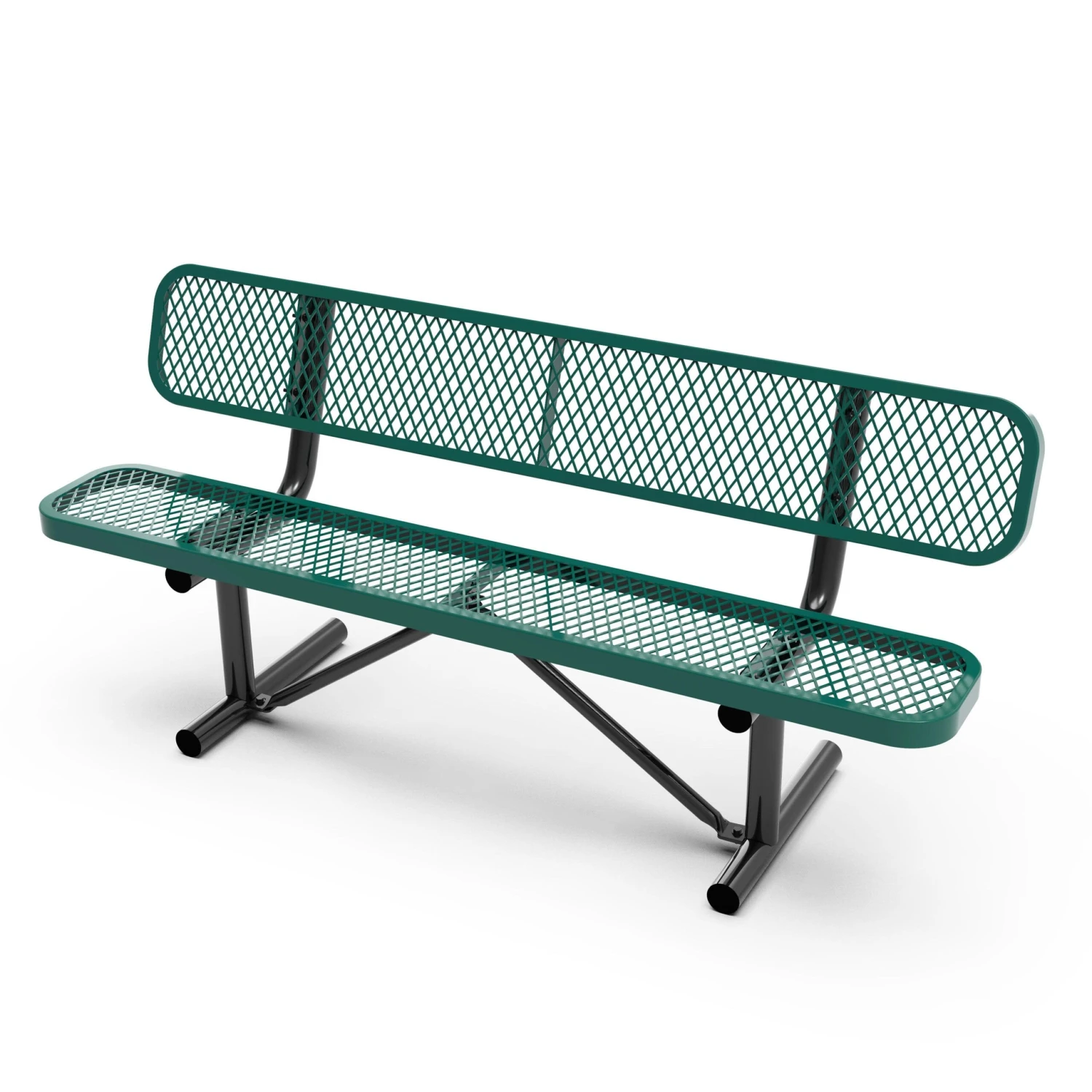 Flash Sigrid Outdoor Bench With Backrest, Commercial Grade Expanded Metal Mesh Seat And Backrest And Steel Frame With Ground Anchors - Image 16