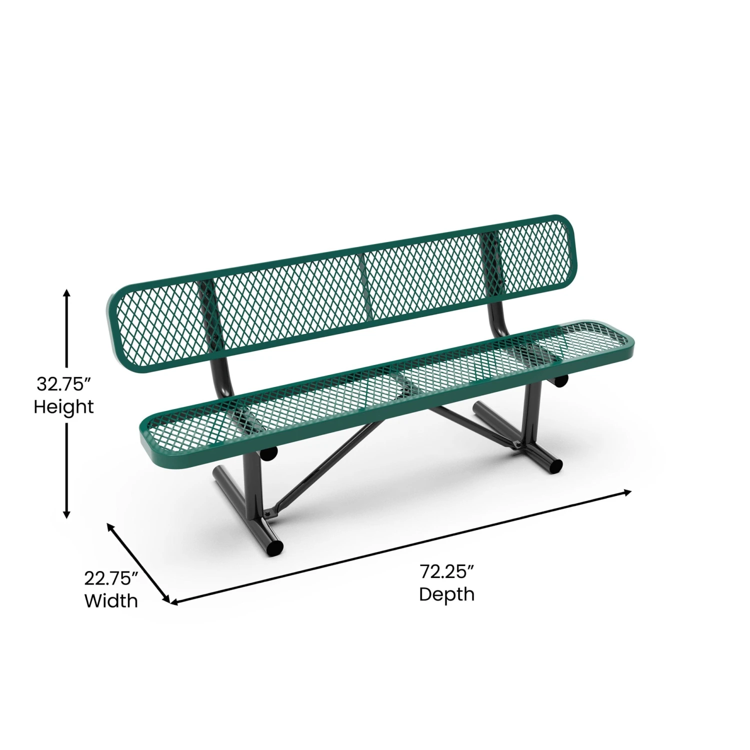 Flash Sigrid Outdoor Bench With Backrest, Commercial Grade Expanded Metal Mesh Seat And Backrest And Steel Frame With Ground Anchors - Image 20