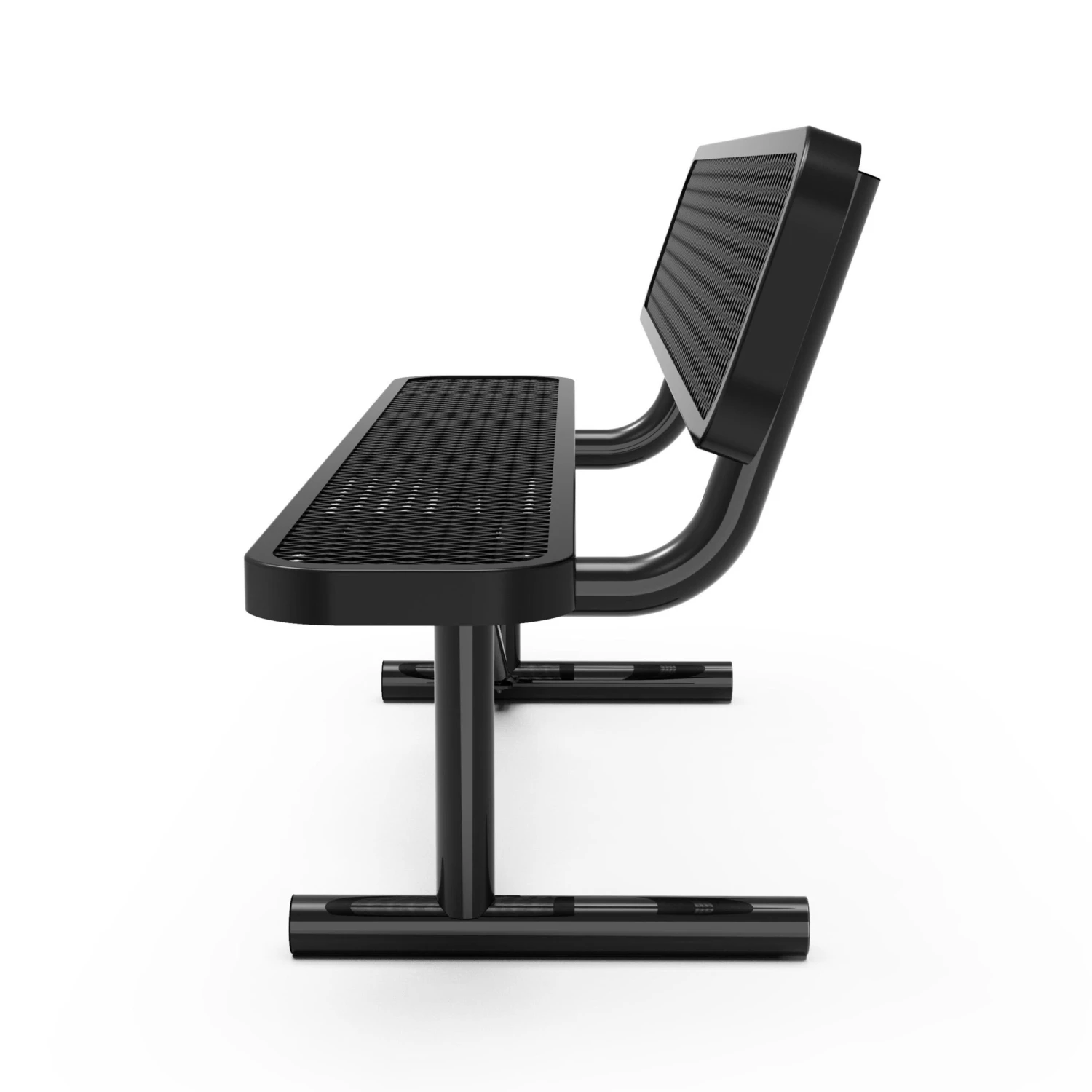 Flash Sigrid Outdoor Bench With Backrest, Commercial Grade Expanded Metal Mesh Seat And Backrest And Steel Frame With Ground Anchors - Image 9