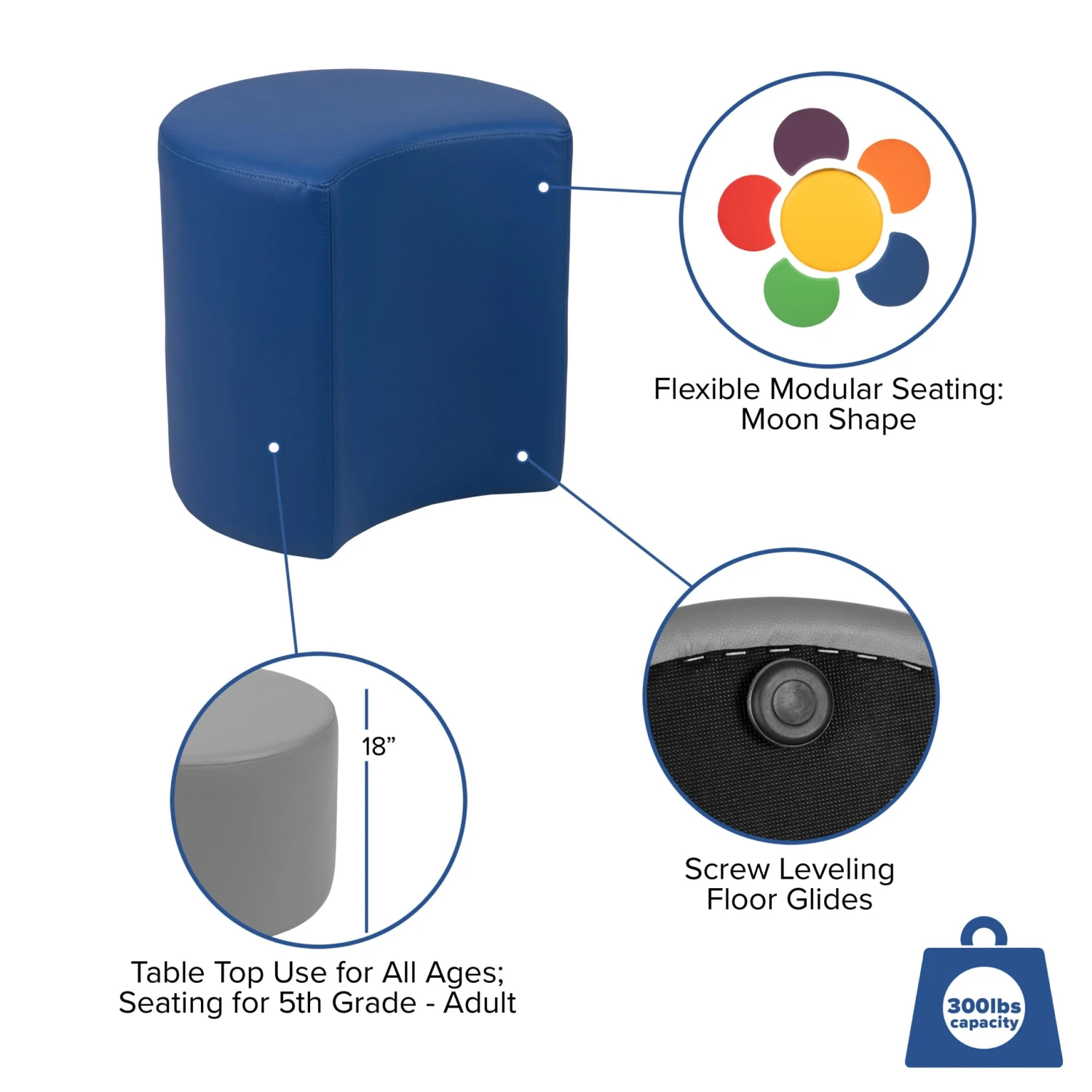 Flash Soft Seating Flexible Flower Set For Classrooms And Common Spaces Colors (18"H) - Image 6