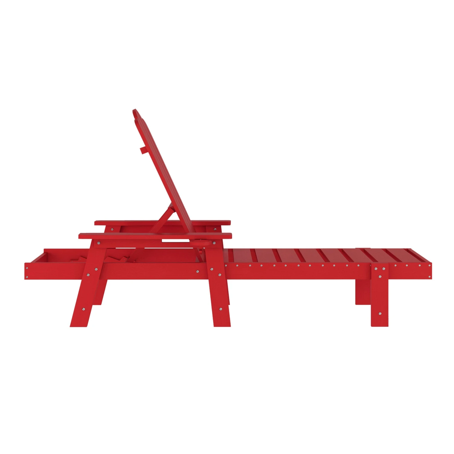 Flash Sonora Commercial Grade 3 Piece Indoor/Outdoor Adirondack Set With 2 Adjustable HDPE Loungers With Cup Holders And 2-Tier Side Table - Image 11