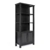 Flash Stella Modern Farmhouse Wooden Bookcase And Storage Cabinet With Tempered Glass Doors And 3 Upper Shelves