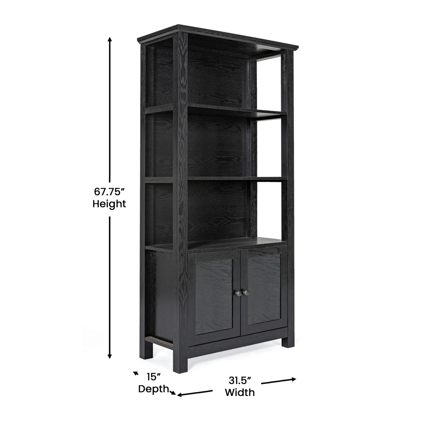 Flash Stella Modern Farmhouse Wooden Bookcase And Storage Cabinet With Tempered Glass Doors And 3 Upper Shelves - Image 5
