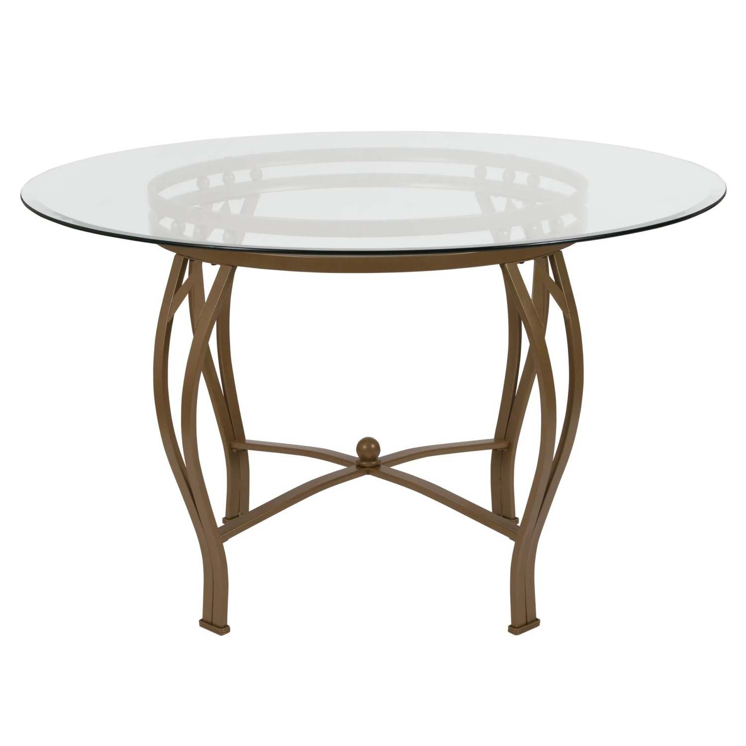 Flash Syracuse 48'' Round Glass Dining Table With Bowed Out Metal Frame - Image 3