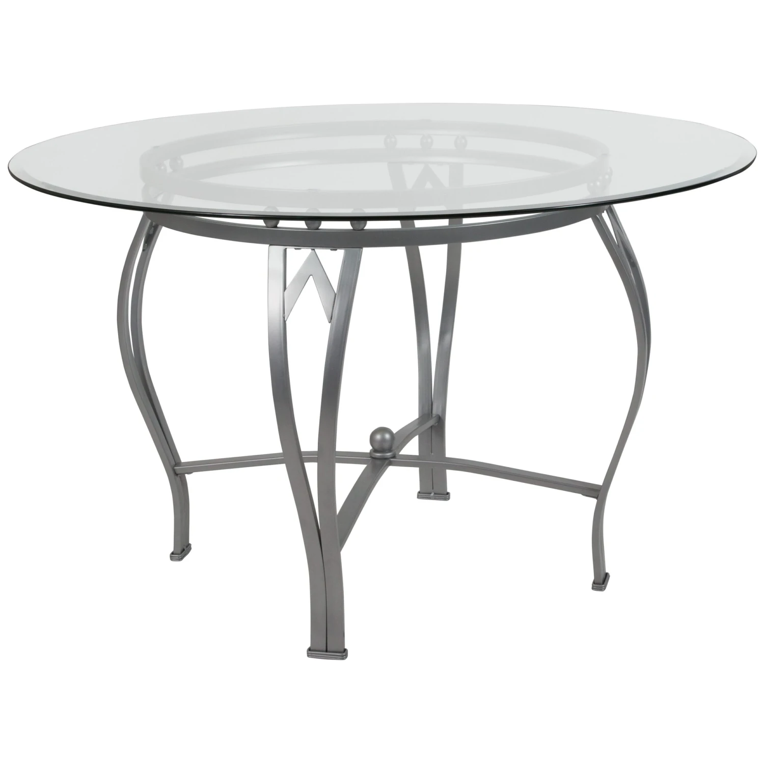 Flash Syracuse 48'' Round Glass Dining Table With Bowed Out Metal Frame - Image 4