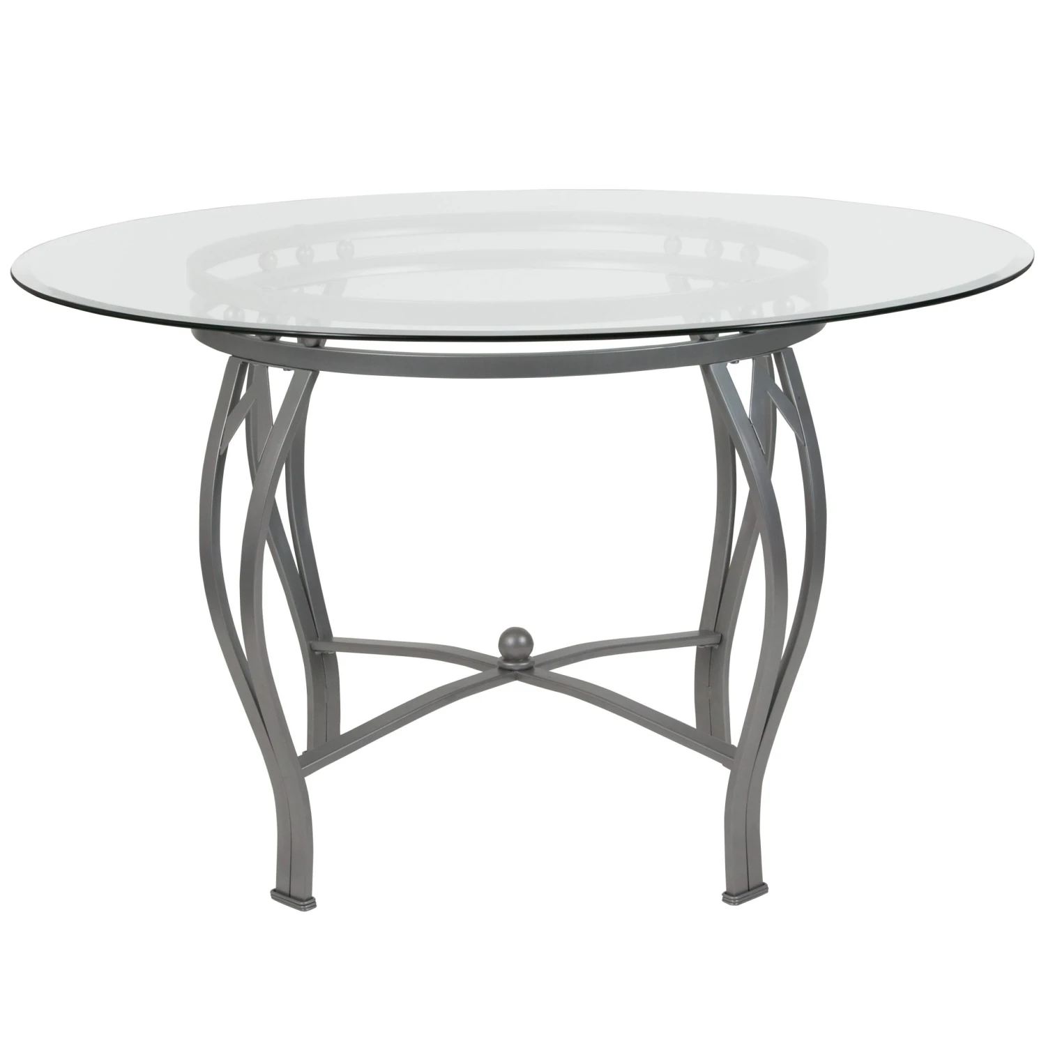 Flash Syracuse 48'' Round Glass Dining Table With Bowed Out Metal Frame - Image 6