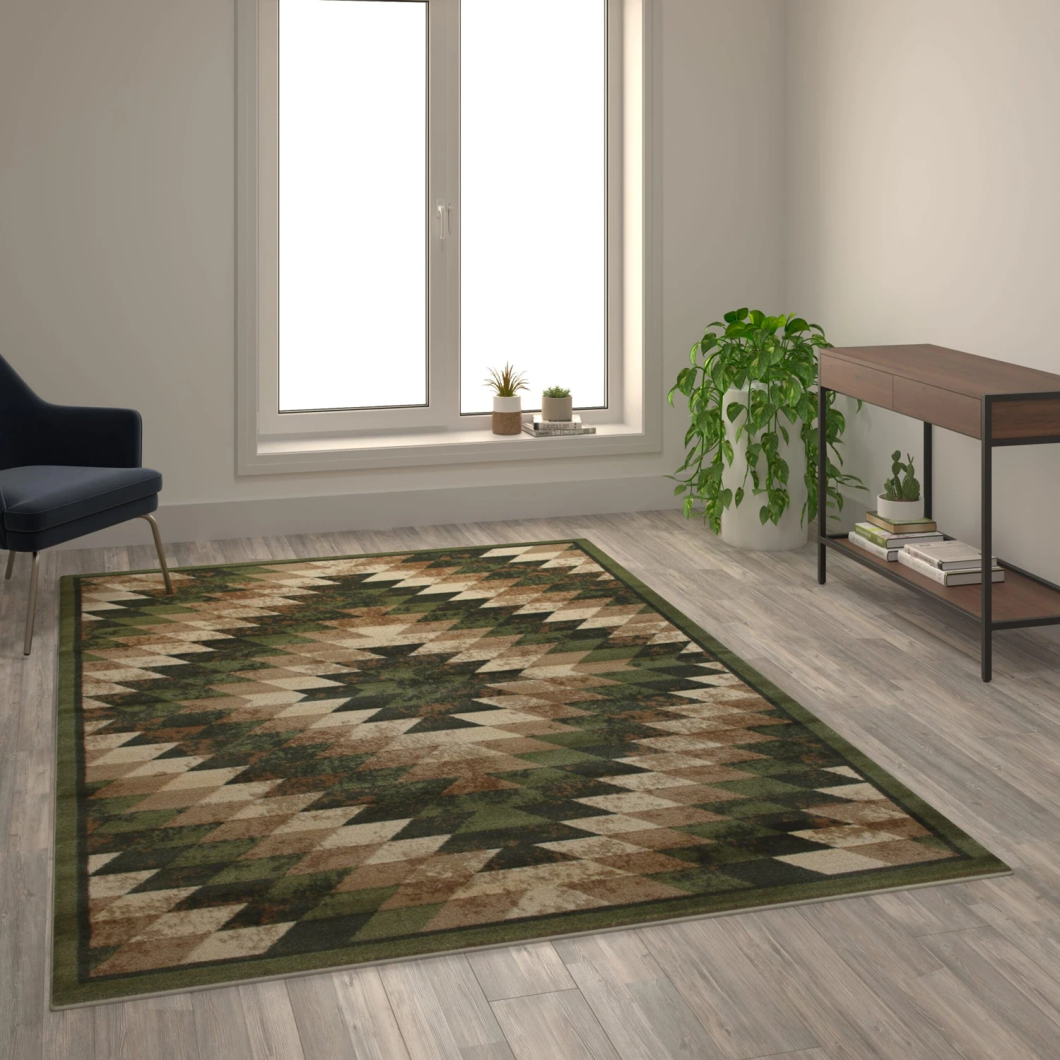 Flash Teagan Collection Southwestern Area Rug - Olefin Rug With Jute Backing - Entryway, Living Room, Bedroom - Image 9