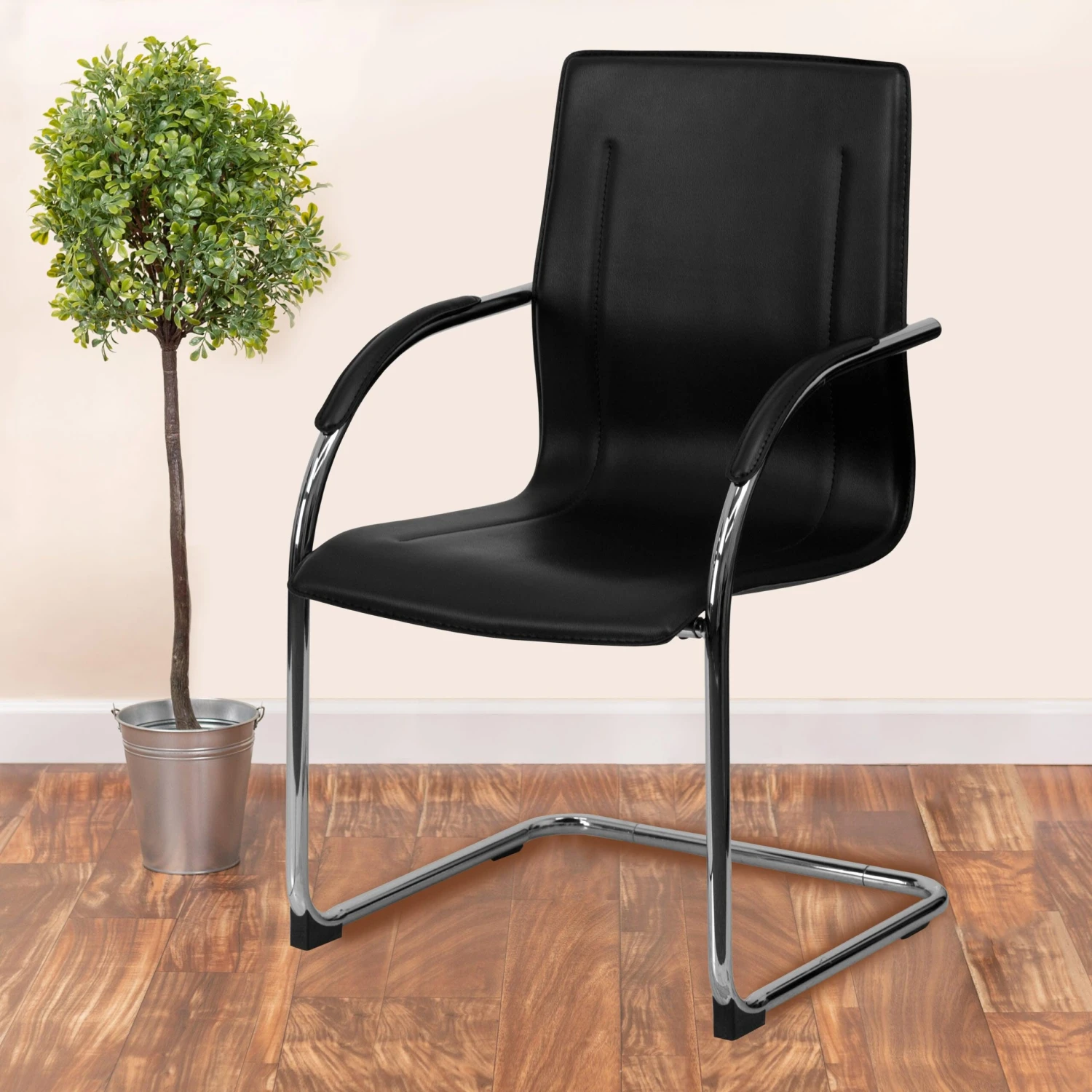 Flash Vinyl Side Reception Chair With Chrome Sled Base - Image 2