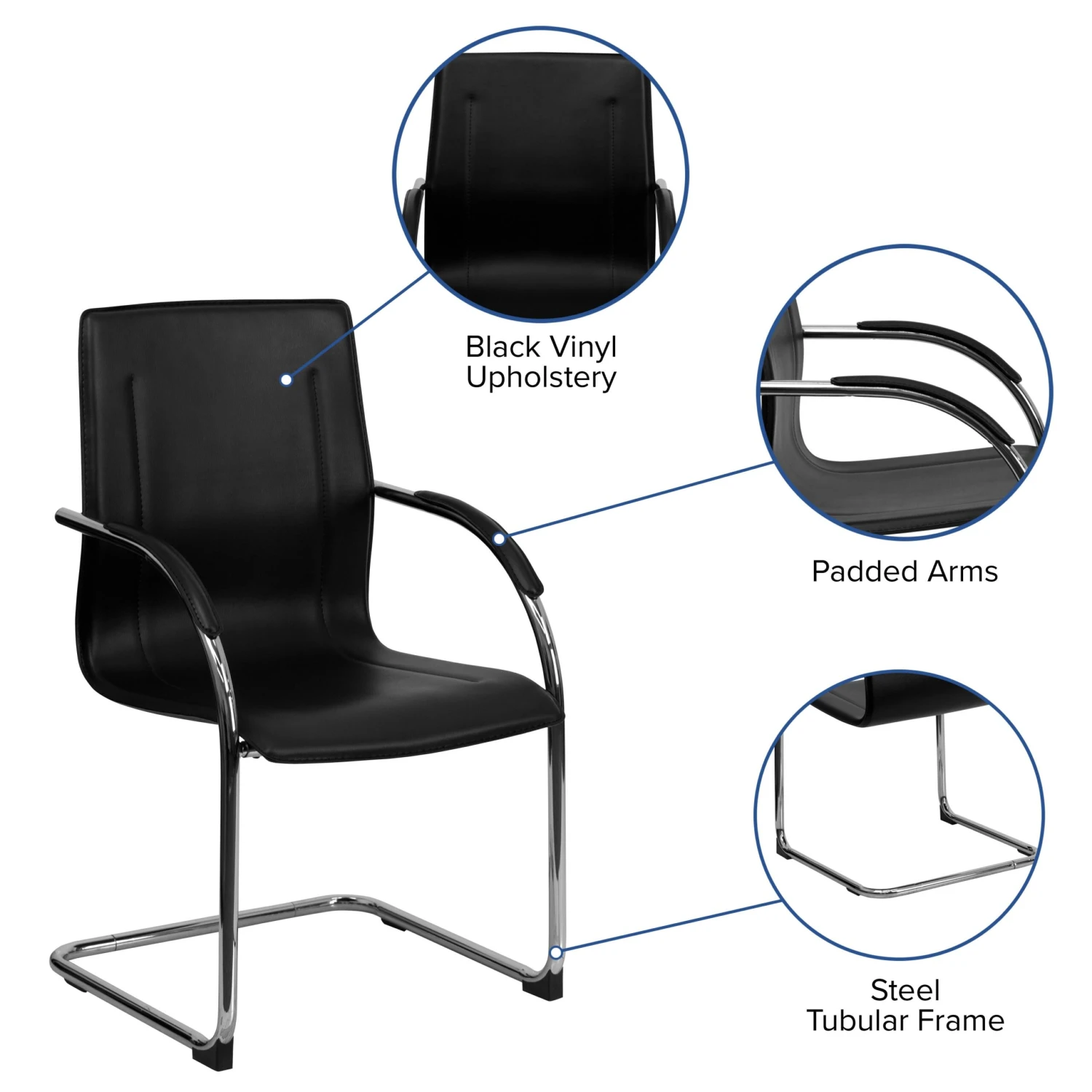 Flash Vinyl Side Reception Chair With Chrome Sled Base - Image 5
