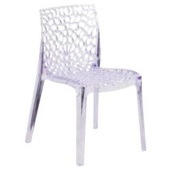 Flash Vision Series Transparent Stacking Side Chair With Artistic Pattern Design