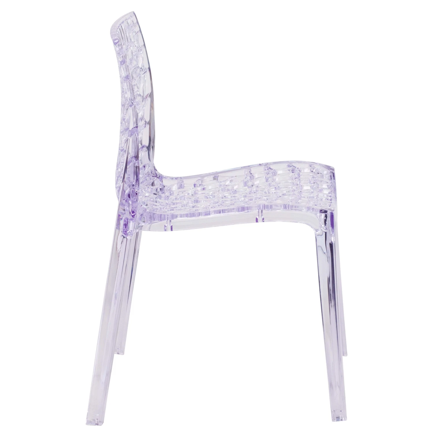 Flash Vision Series Transparent Stacking Side Chair With Artistic Pattern Design - Image 4