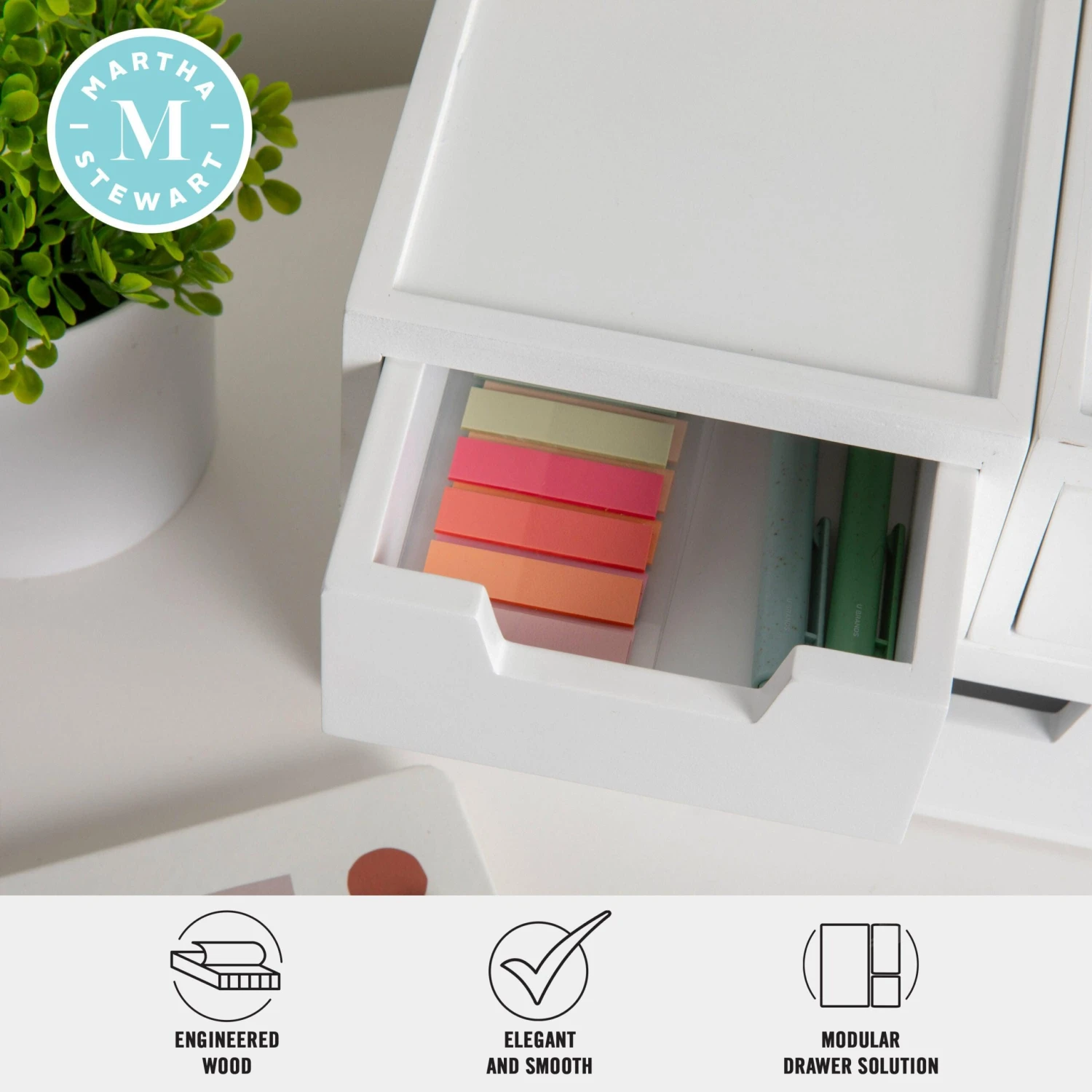 Weston Stackable Boxes With Drawers, Office Desktop Organizers, Set Of 3 - Image 3