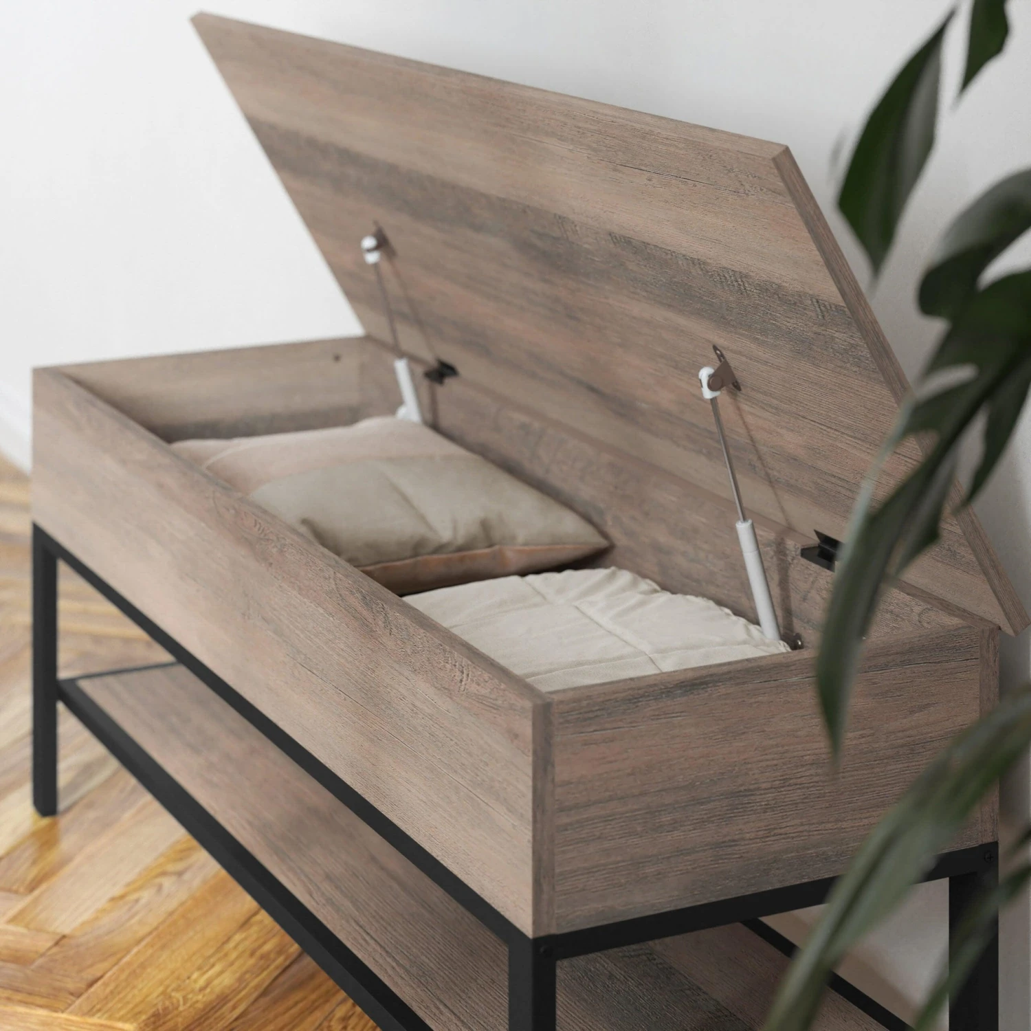 Flash Wyatt Farmhouse Entryway Storage Bench With Lower Shelf Perfect For Entryway, Mudroom, Or Bedroom - Image 19