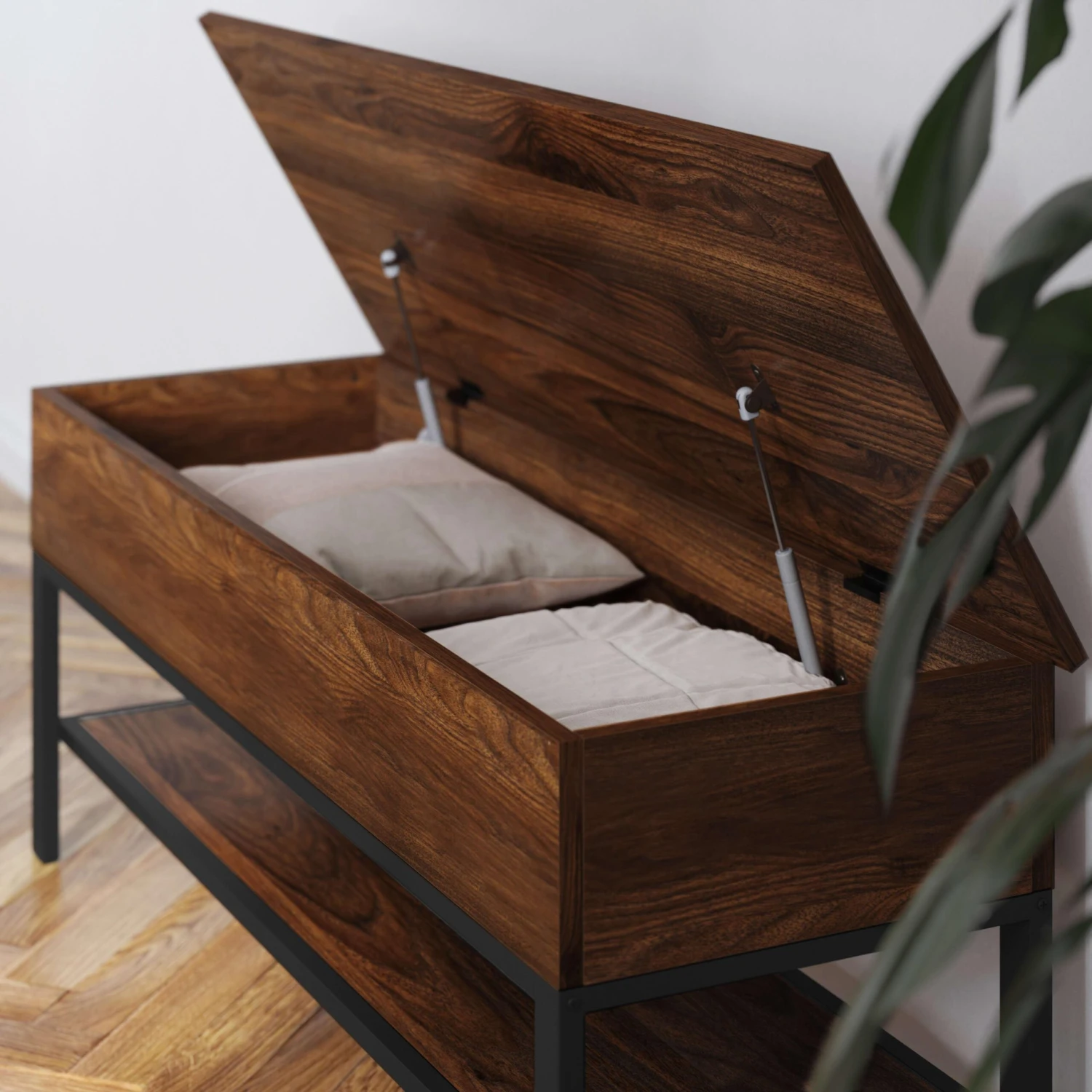 Flash Wyatt Farmhouse Entryway Storage Bench With Lower Shelf Perfect For Entryway, Mudroom, Or Bedroom - Image 6